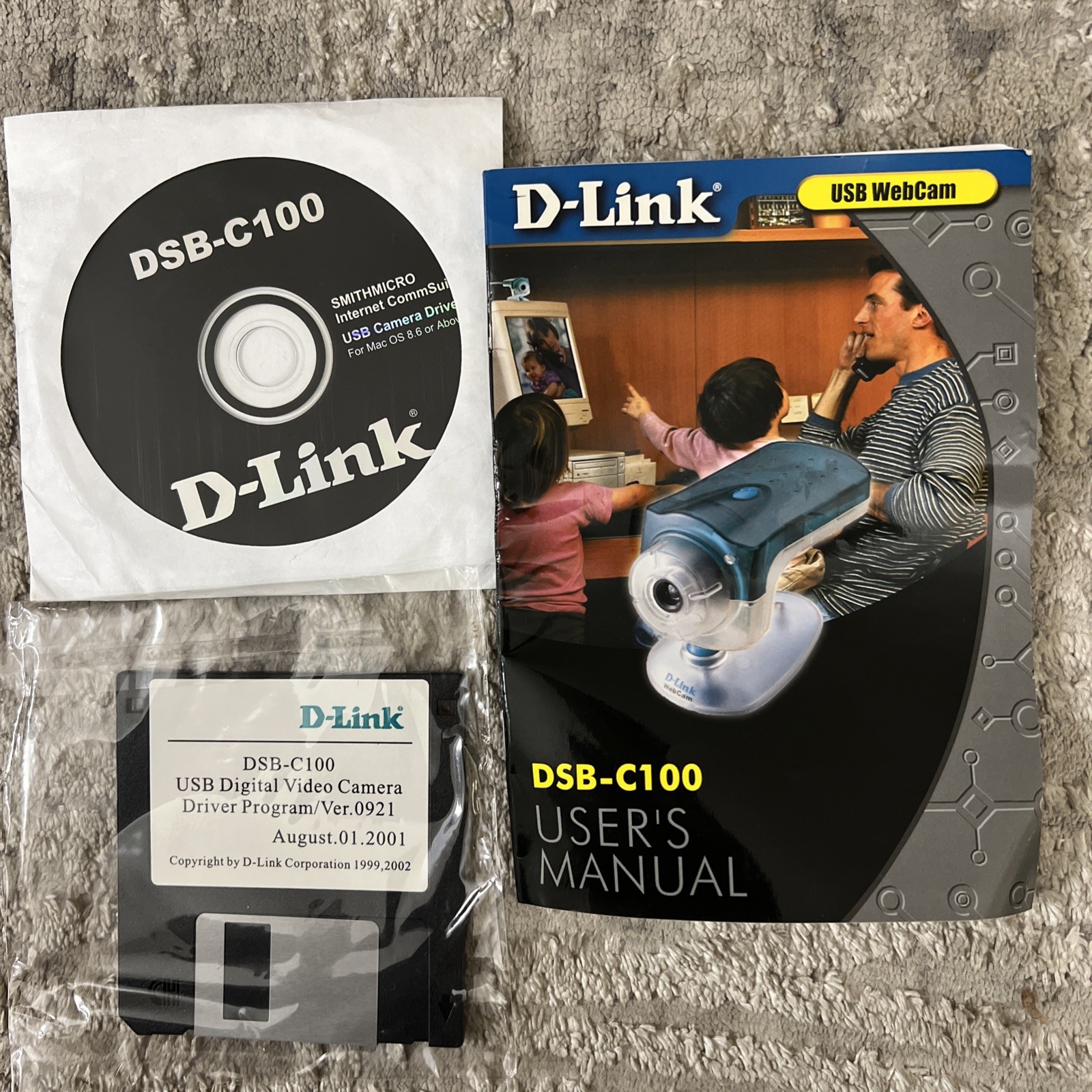 Vintage D-Link DSB-C100 Users manual driver program verb 0921 a USB camera...