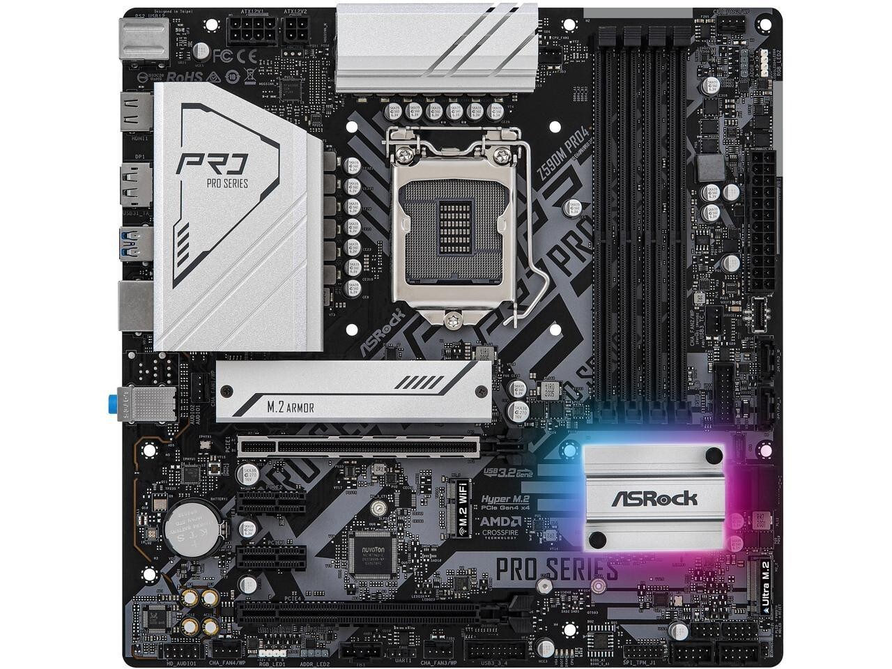 ASRock Z590M PRO4 LGA 1200 Intel Z590 SATA 6Gb/s Micro ATX Intel Motherboard
