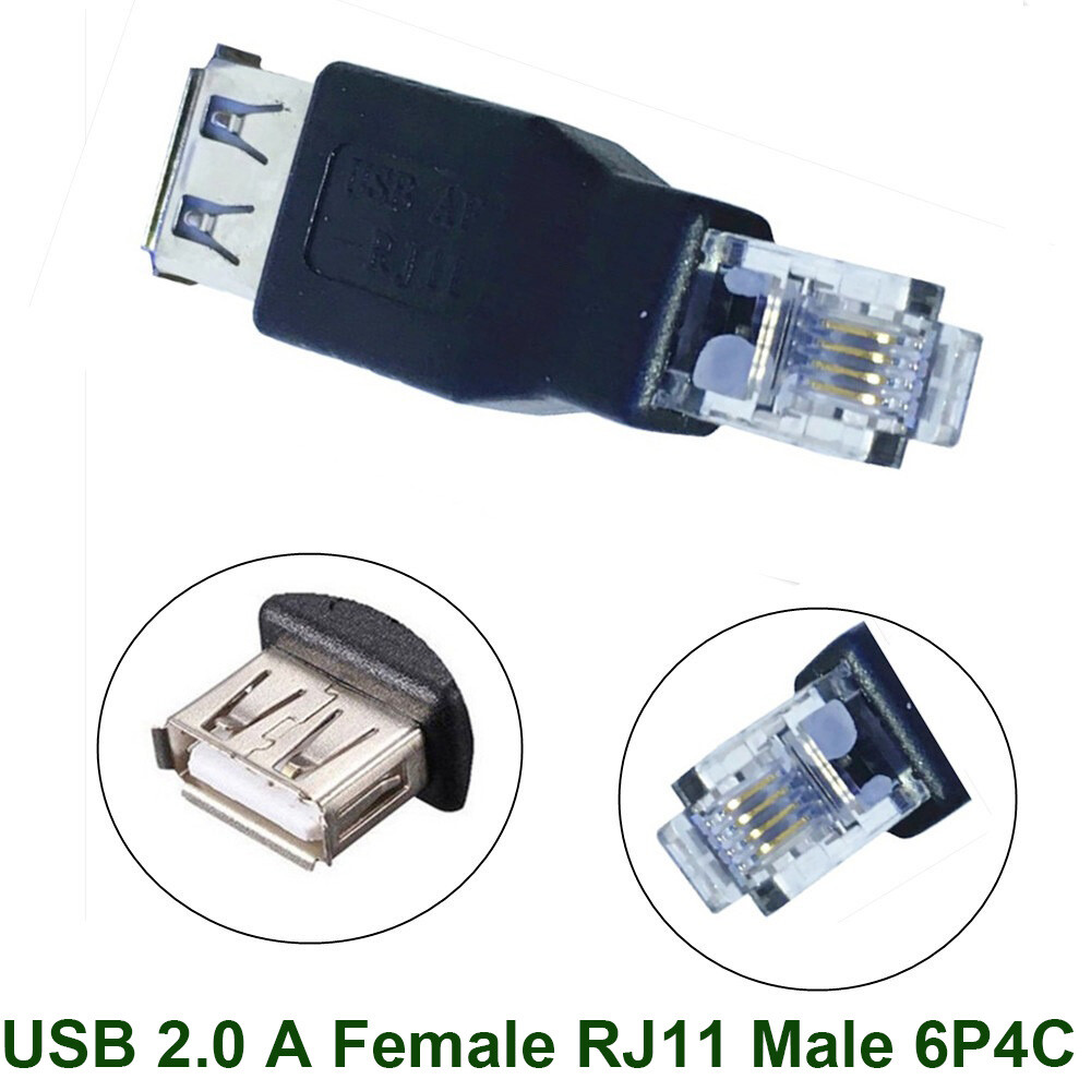 USB 2.0 A Female To RJ11 4Pin 6P4C Male Ethernet Network Phone Connector Adapter