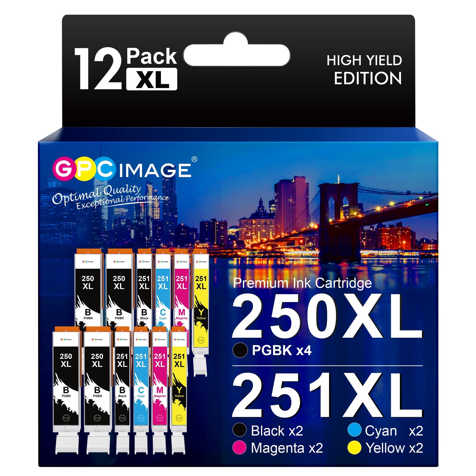 Canon 250XL 251XL Compatible Ink Cartridge Set for Pixma Printers 12 Pack