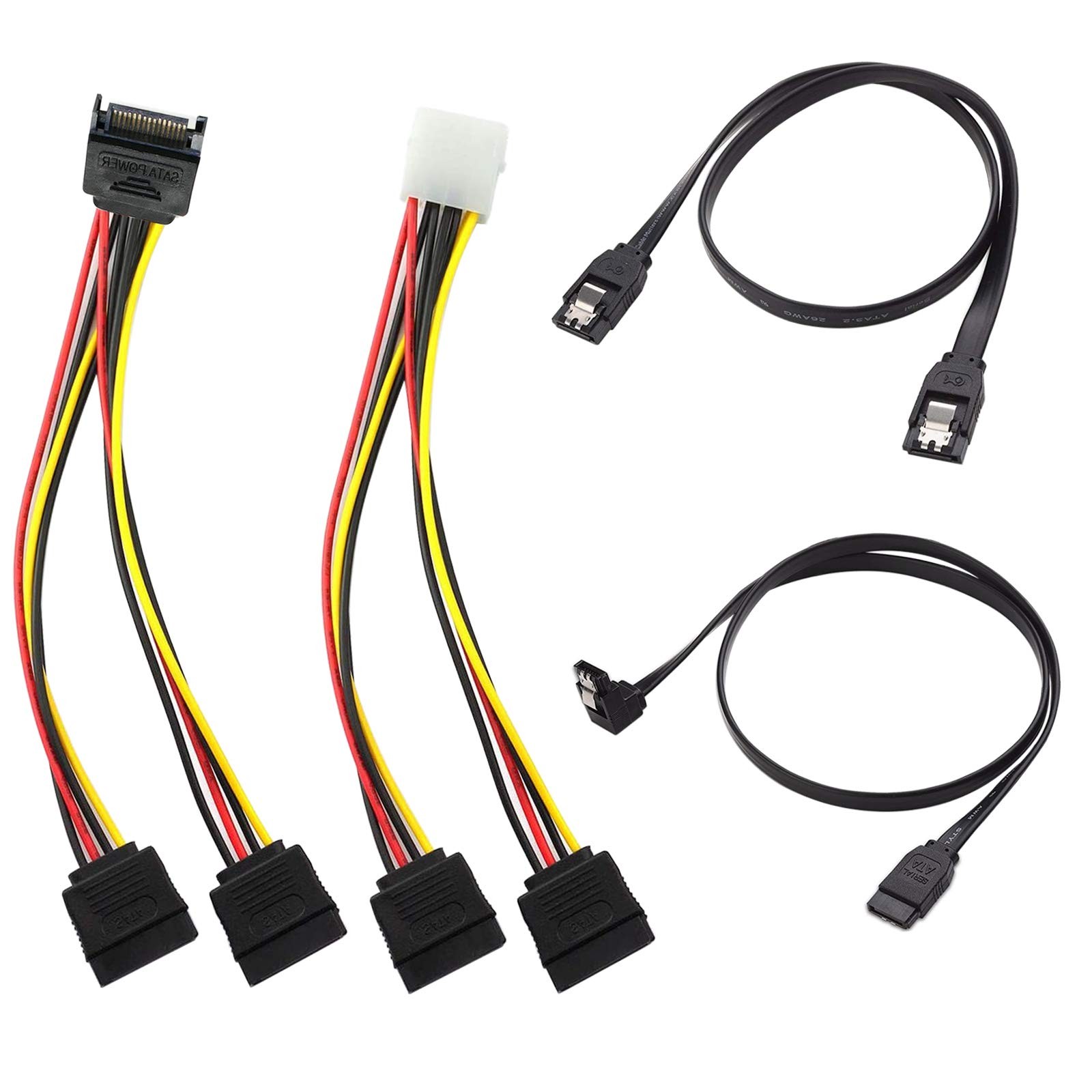 SATA III 6Gbps 15Pin Splitter Cable 4Pack for SSD HDD Optical Drives