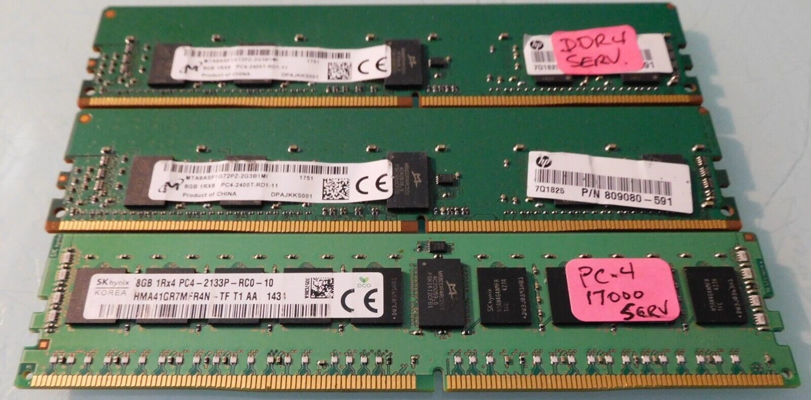 Server Memory 24GB (3x8): 1 @ DDR-4 HYNIX 2133MHz & 2 @ DDR-4 Micron 2400T
