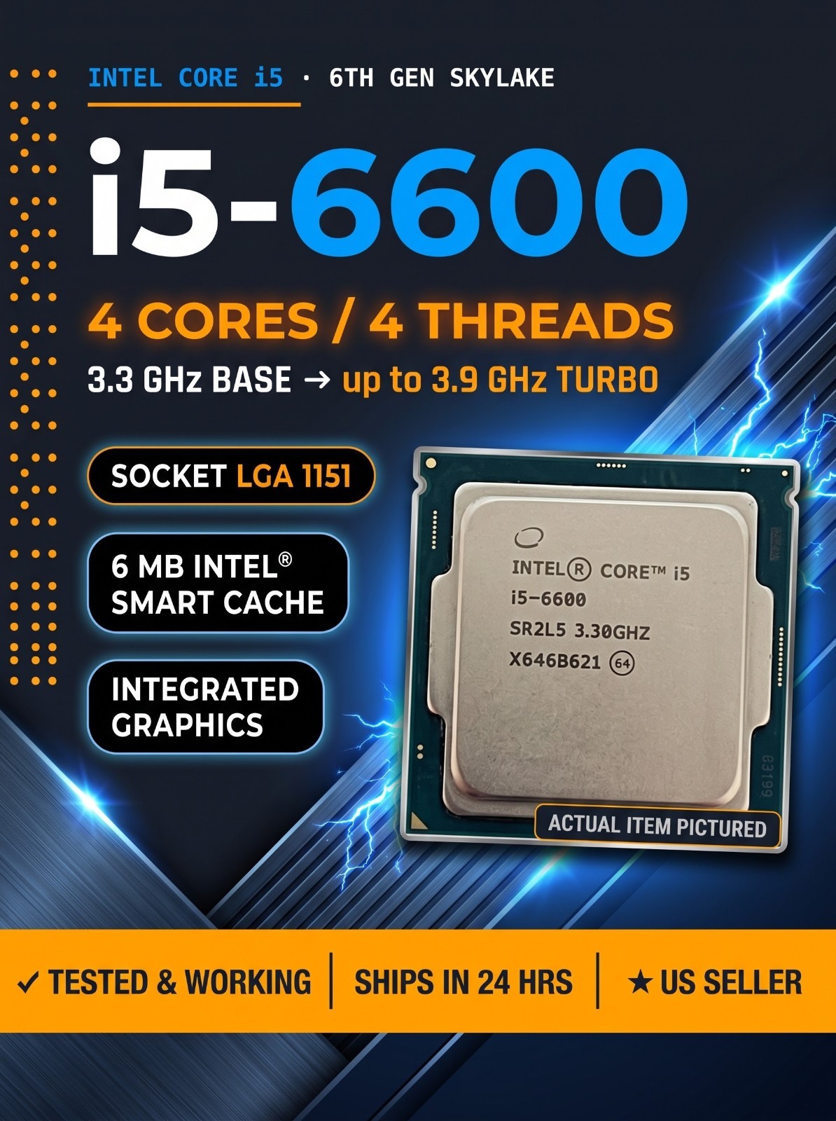 Intel Core i5-6600 SR2L5 3.3GHz 4-Core LGA 1151 CPU PROCESSOR Ready to go