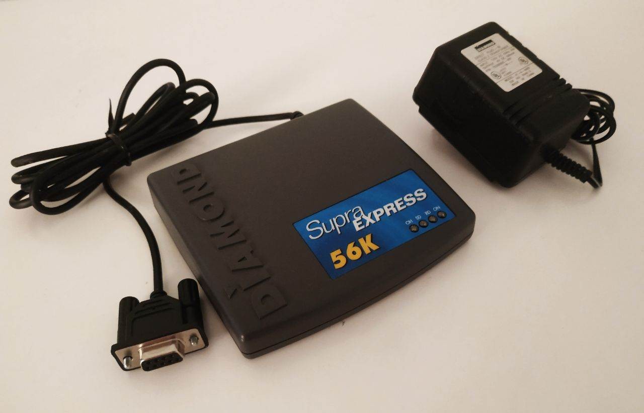 Diamond Supra Express 56 56K External Fax Modem SUP2730 + Power Supply TESTED