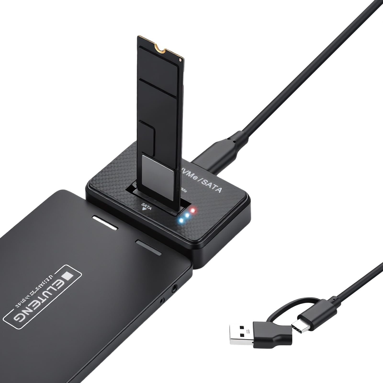 NVMe SATA To USB SSD Enclosure 3 In 1 M.2 NVMe/NGFF 2.5 Inch HDD Reader