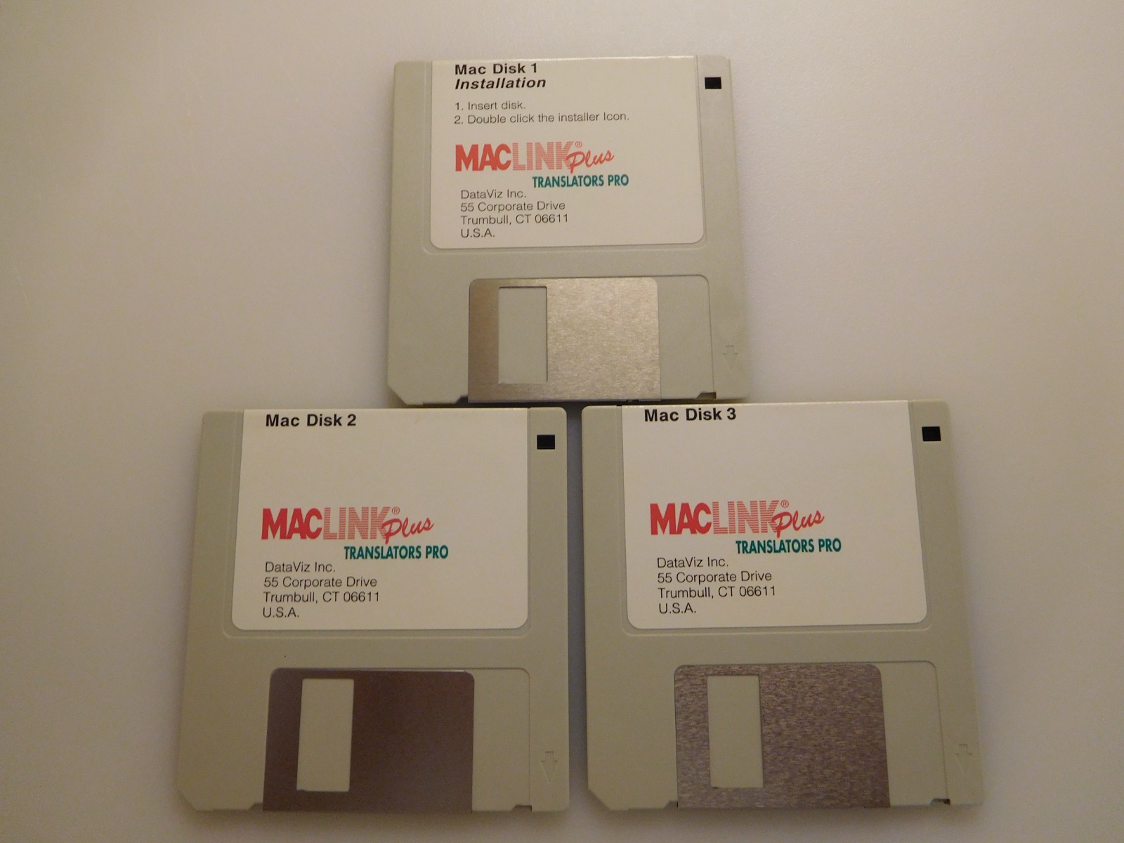 Vintage 1990's DataViz MacLink Plus 3.5 inch Floppy Disk Set