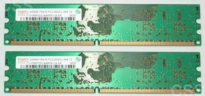 RAM Hynix PC2 4200U 256MB 1RX16 (Two Pieces 512MB Total) Desktop Computer Memory