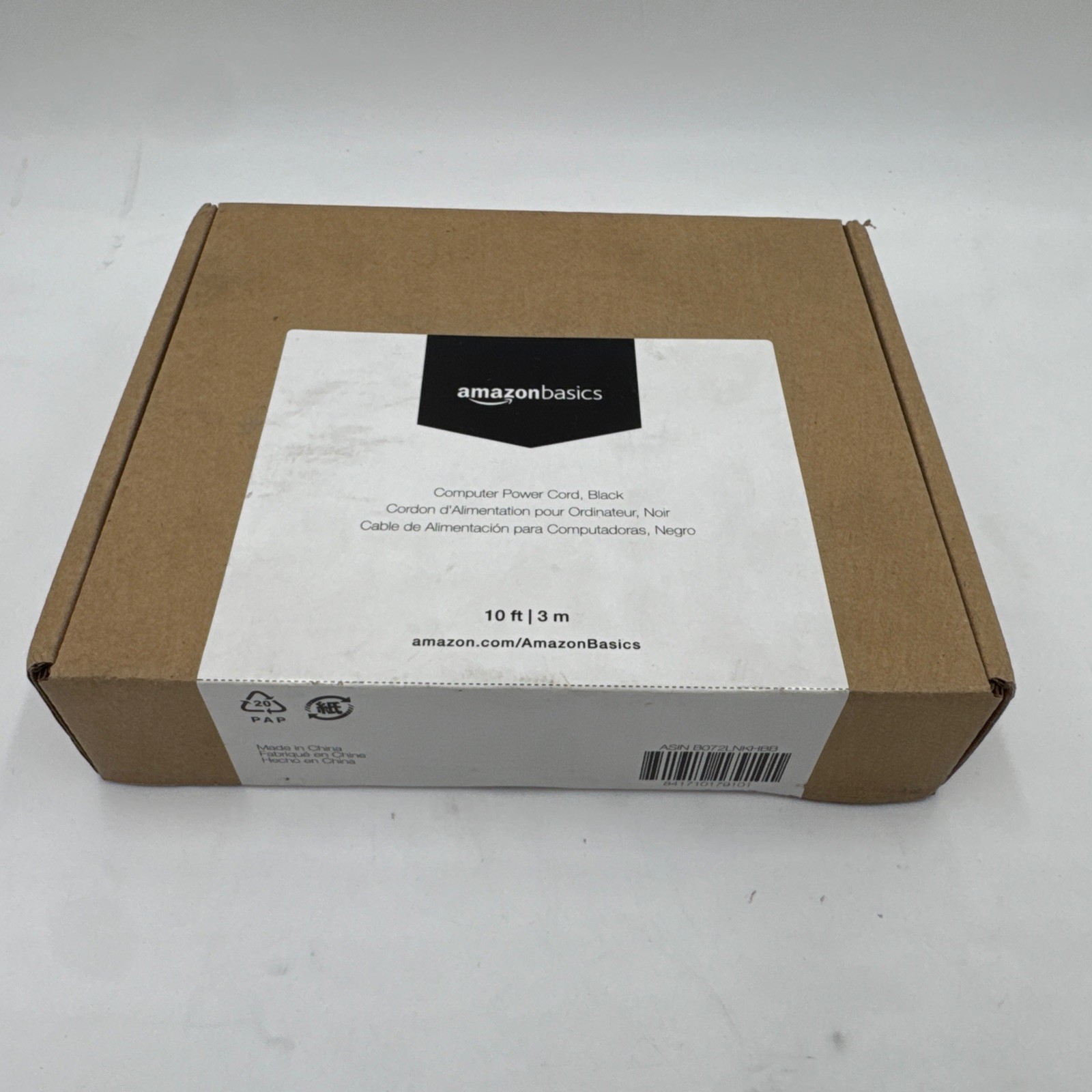 Amazon Basics Computer Power Cord Black 10ft 