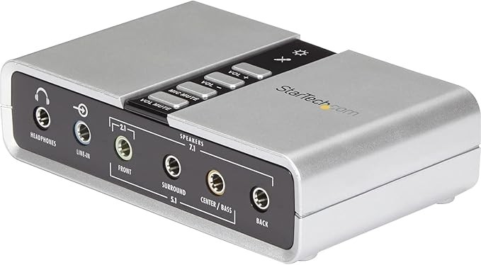 StarTech 7.1 USB External Sound Card w/SPDIF Digital Audio, Silver(ICUSBAUDIO7D)