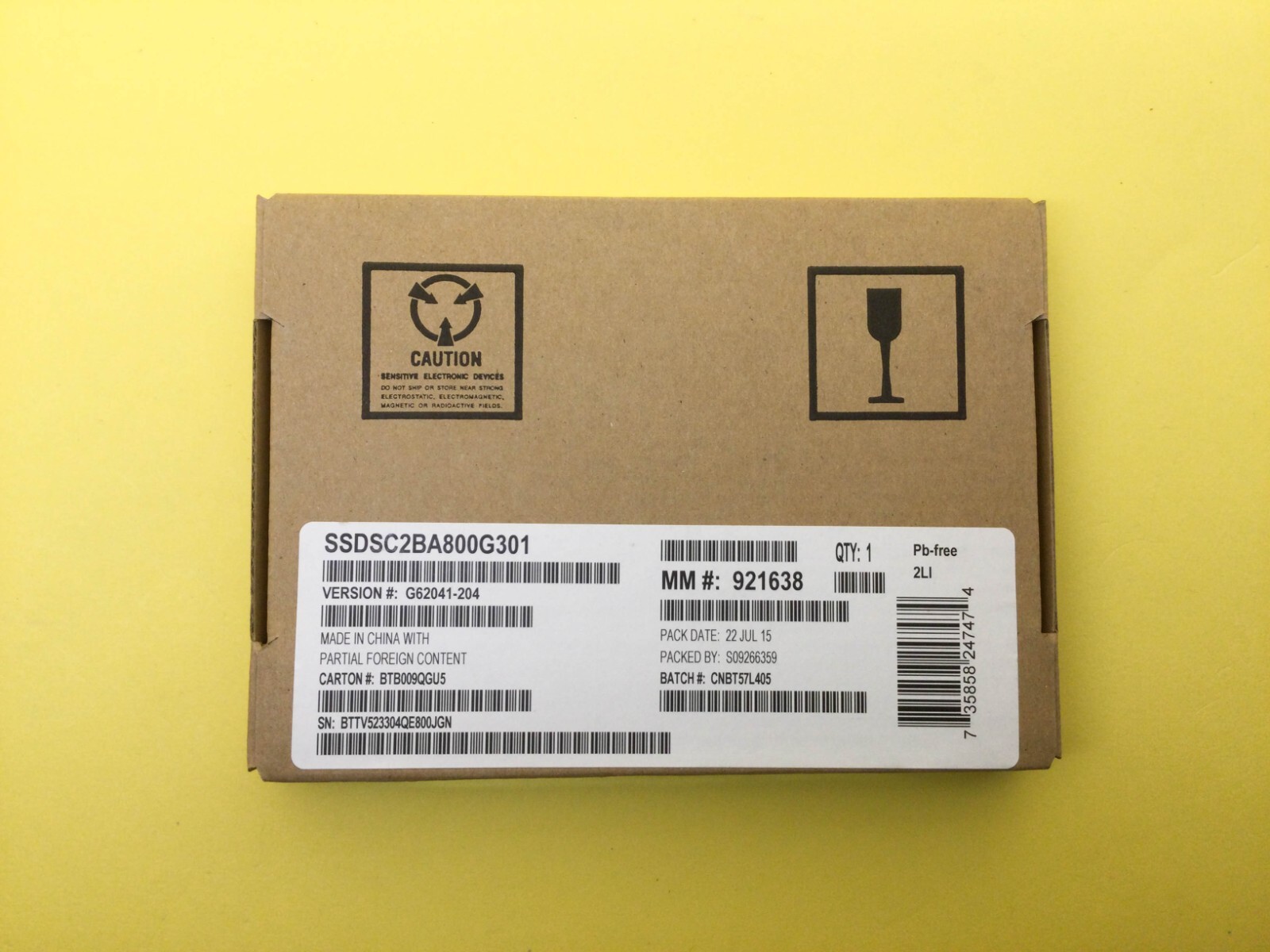 Intel DC S3700 800GB SATA 6Gb/s 2.5'' Internal SSD SSDSC2BA800G301 New Sealed