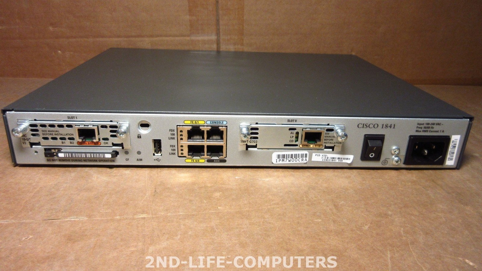 Cisco 1841 Router 2x FE 2x WAN 128/32MB INC 1X WIC-1B-S/T V3 & 1X VWIC 1MFT-G7