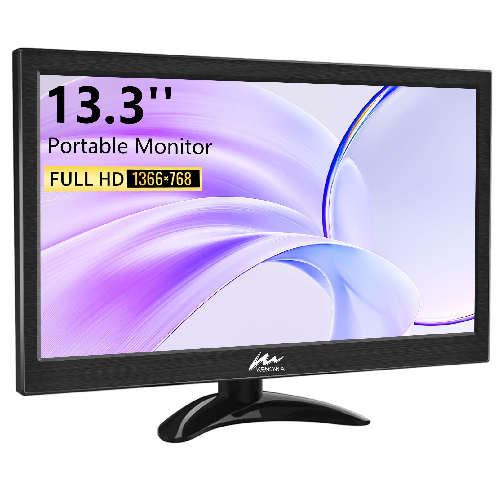 13.3" BNC Screen Monitor with Mount, 1366x768 HD IPS HDMI Display for CCTV
