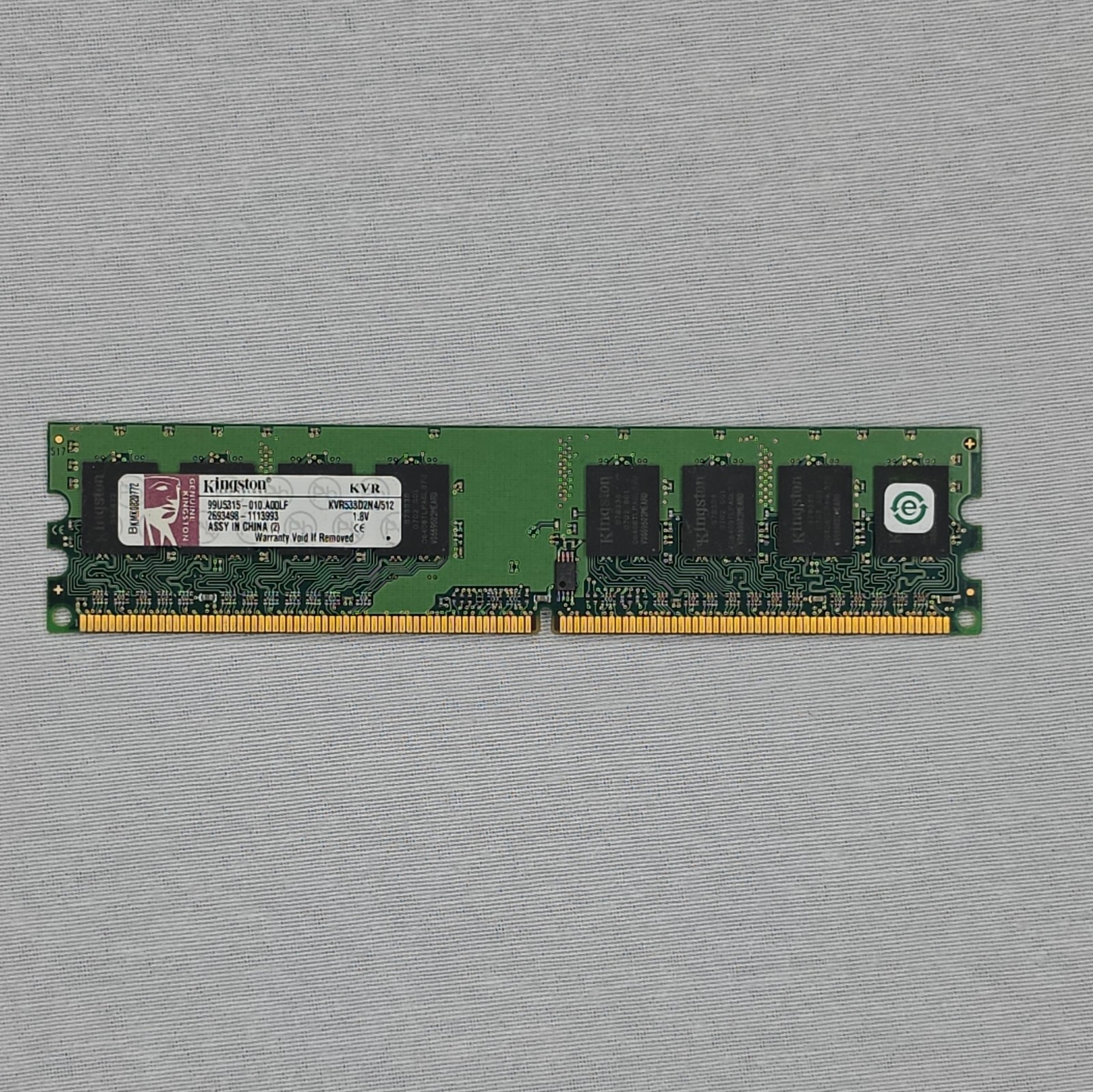Kingston 512MB DDR2 DIMM PC2-4200 (DDR2-533) 240-Pin Non-ECC KVR533D2N4/512