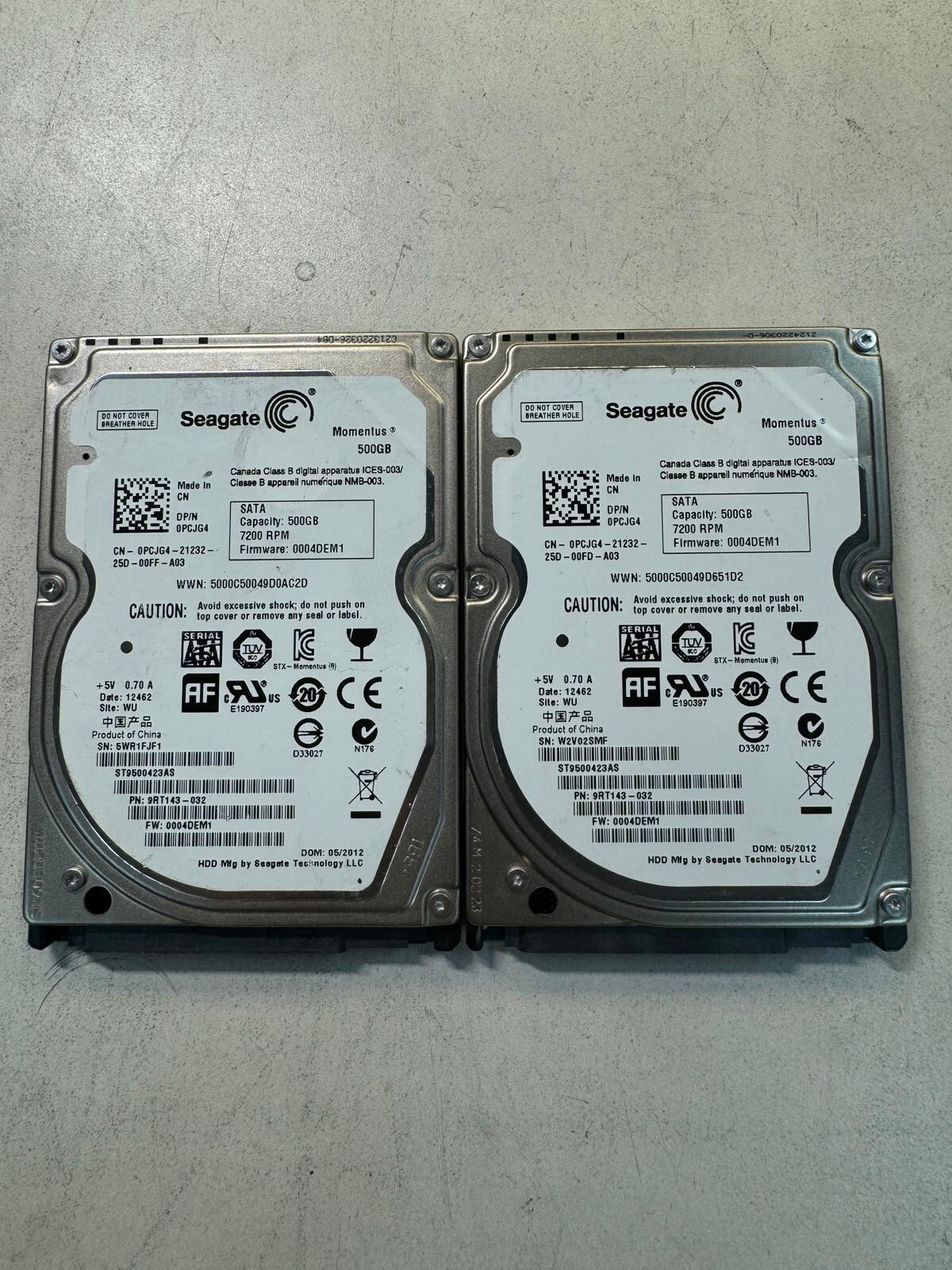 DELL PCJG4 ST9500423AS 9RT143-032 500GB 7.2K RPM  16MB Cache 6Gb/s SATA 2.5" HDD