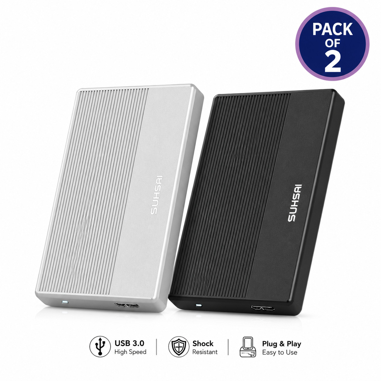 1TB External Hard Drive 2 Pack USB 3.0 Portable HDD PC Mac Laptop