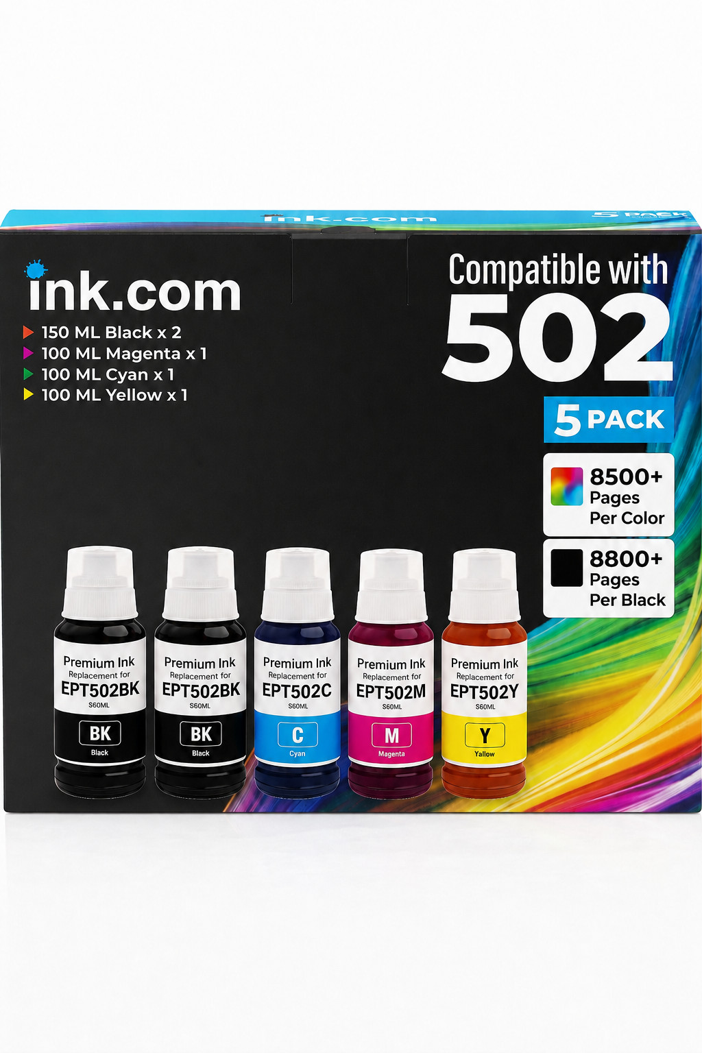 Ink .com Compatible Epson 502 High Capacity Ink 5 Pack Compatible ET-2850 3830