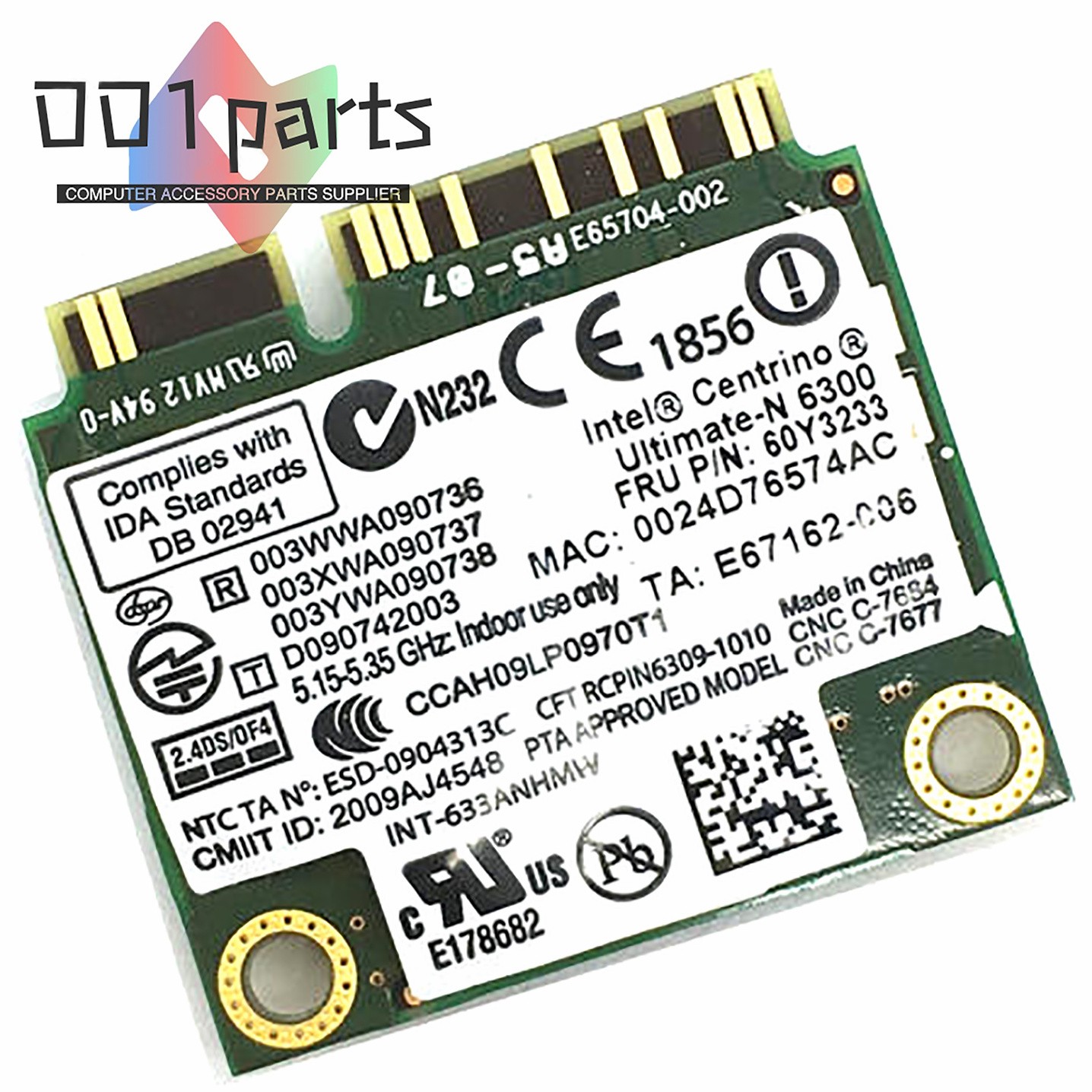 New Lenovo Intel Ultimate-N Half Mini Wireless 6300 633ANHMW 60Y3232 60Y3233