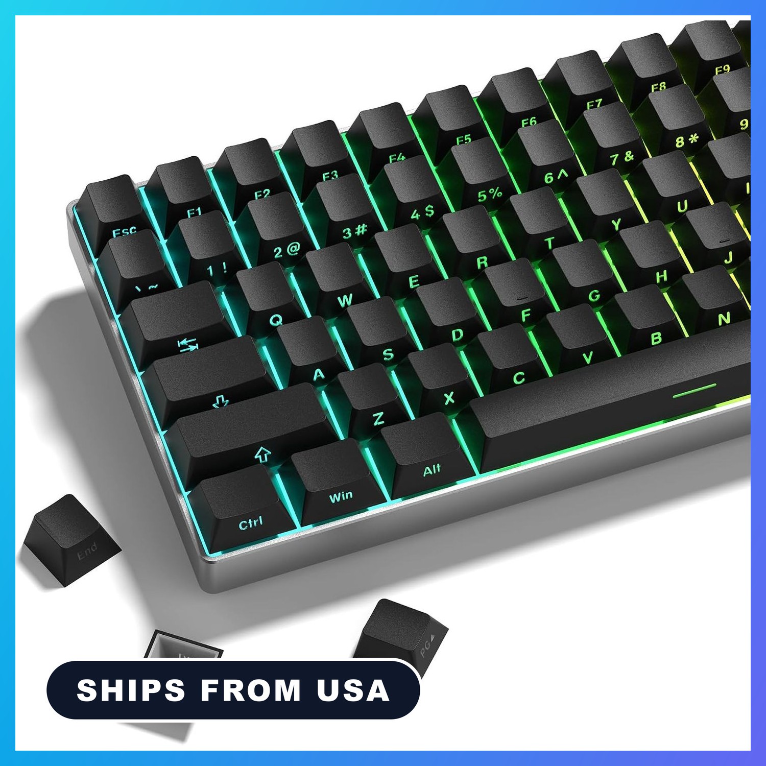 Shine Through keycaps Set,Double Shot PBT keycaps Black