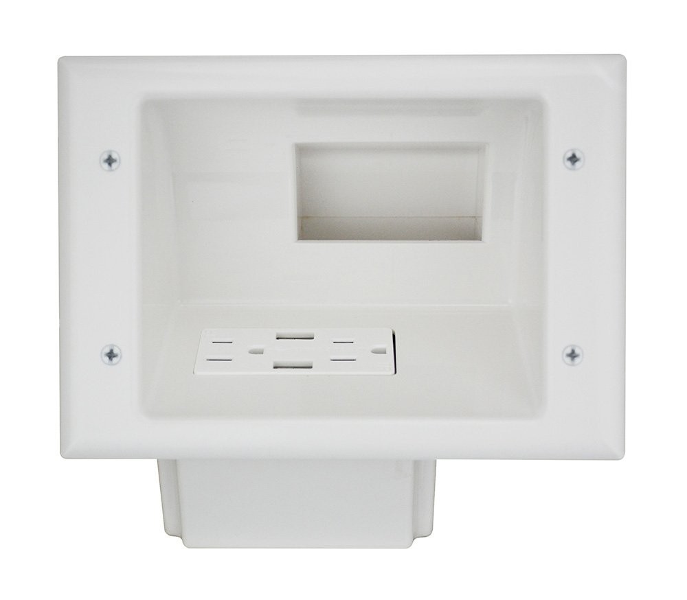 DataComm Electronics 45-0271-WH Recessed Low Voltage Media Plate with 15 Amp ...
