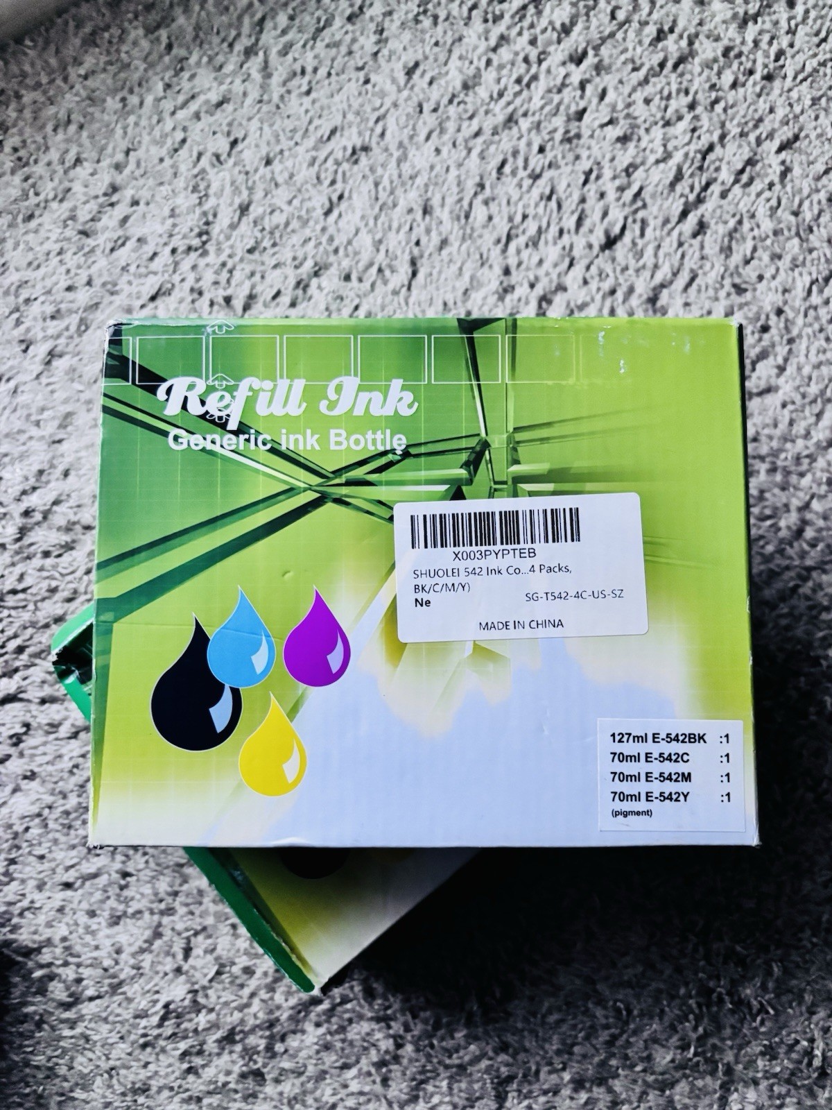 Replacement for Epson 542 Ink Refill Bottles (4 Bottles, BK,CMY) Lot Of 2