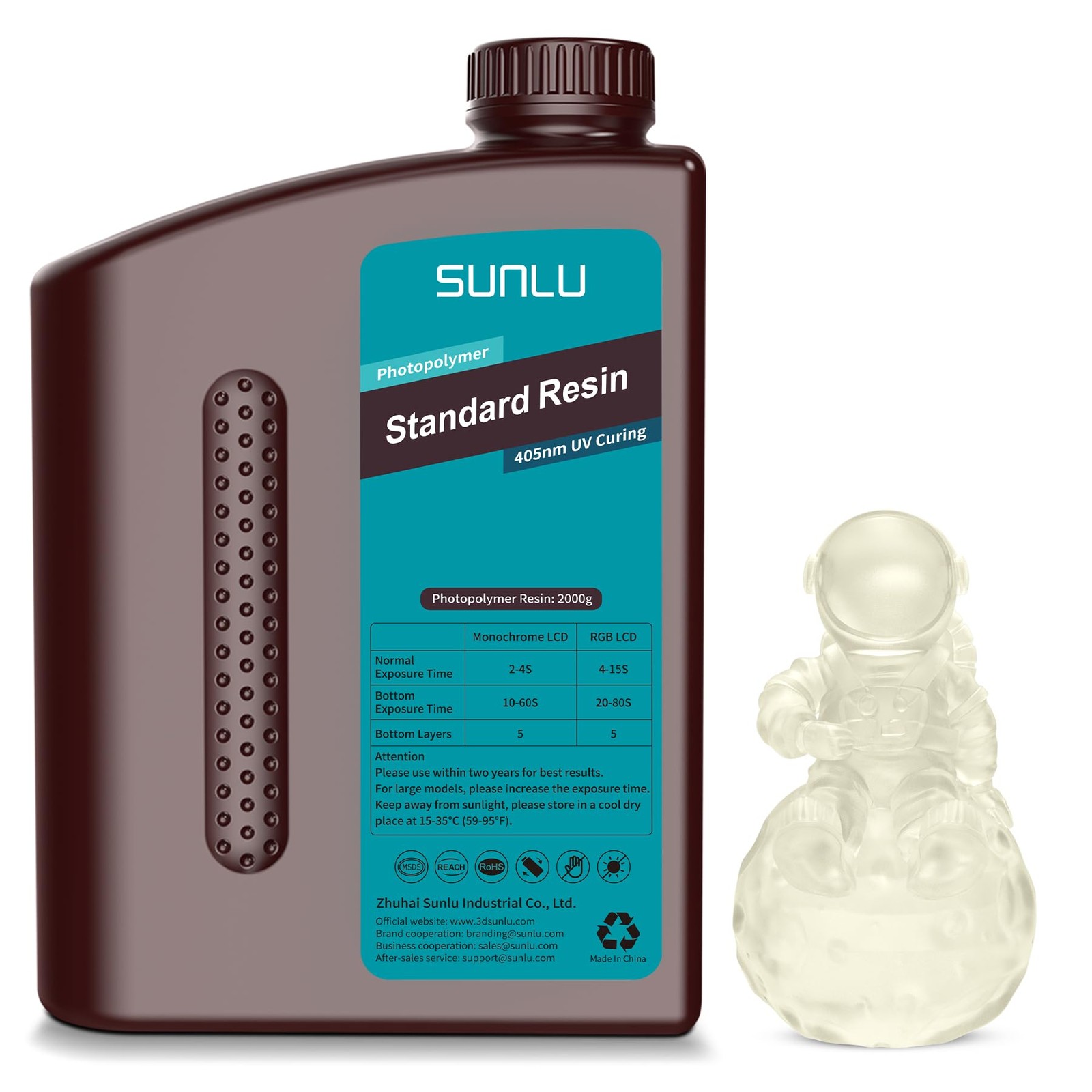 SUNLU Upgraded 2KG Standard 3D Printer Resin, 405nm UV-Curing Resin LCD/DLP/S...