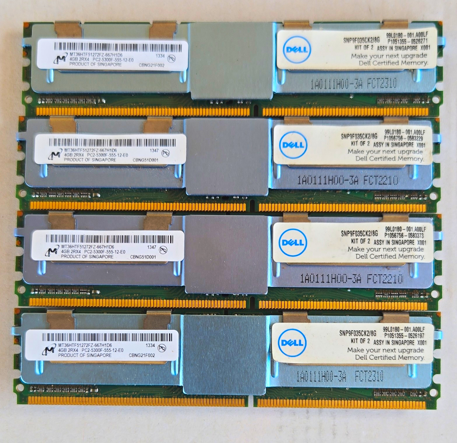 Dell 16GB (4x4GB) DDR2 PC2-5300F 240-Pin FB-DIMM ECC Fully Buffered 1 Year Wty