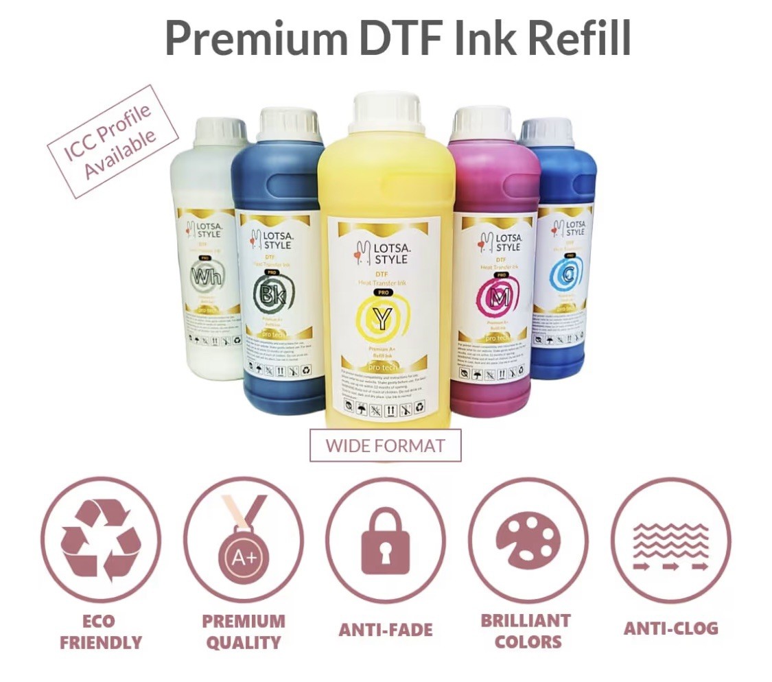 LOTSA.STYLE Premium A+ DTF InkC Refill forInkjetHeatTransfersFilmPrinting 1000ml