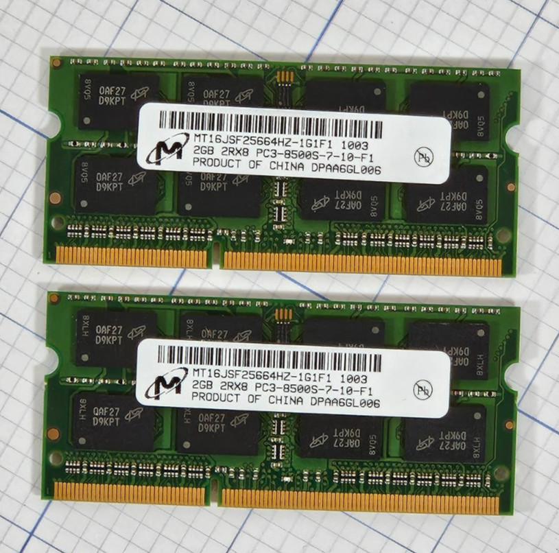 Micron 4GB 2x2GB DDR3 PC3-8500S RAM 2Rx8 SODIMM