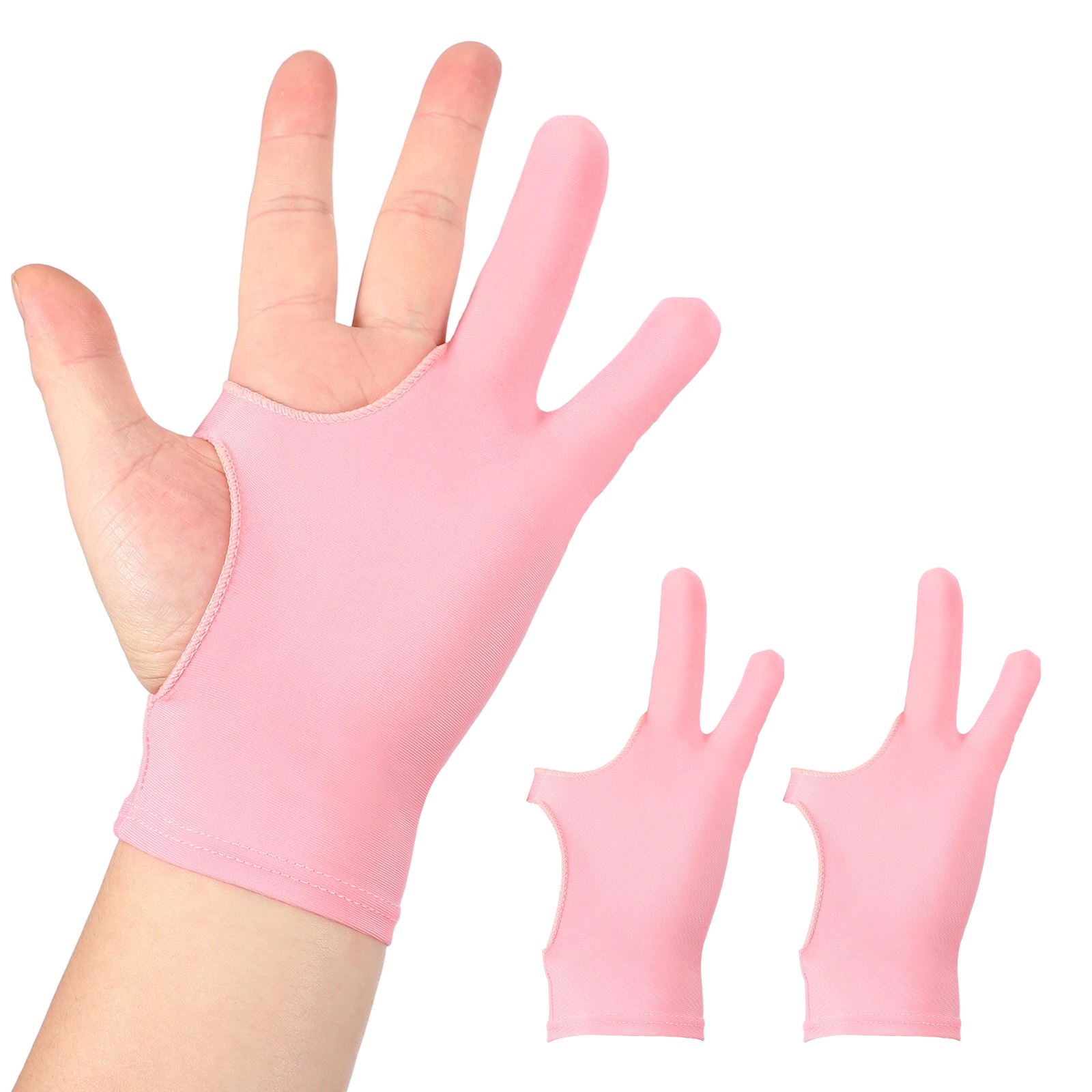 2Pcs, Artist Drawing Glove S Size Two Finger Graphics Painting Glove Pink