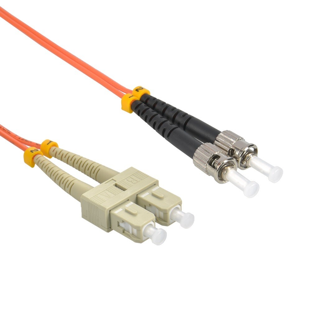 OM2 ST to SC Fiber Optic Patch Cable Multimode Duplex Orange 62/125 LC SC, 2M