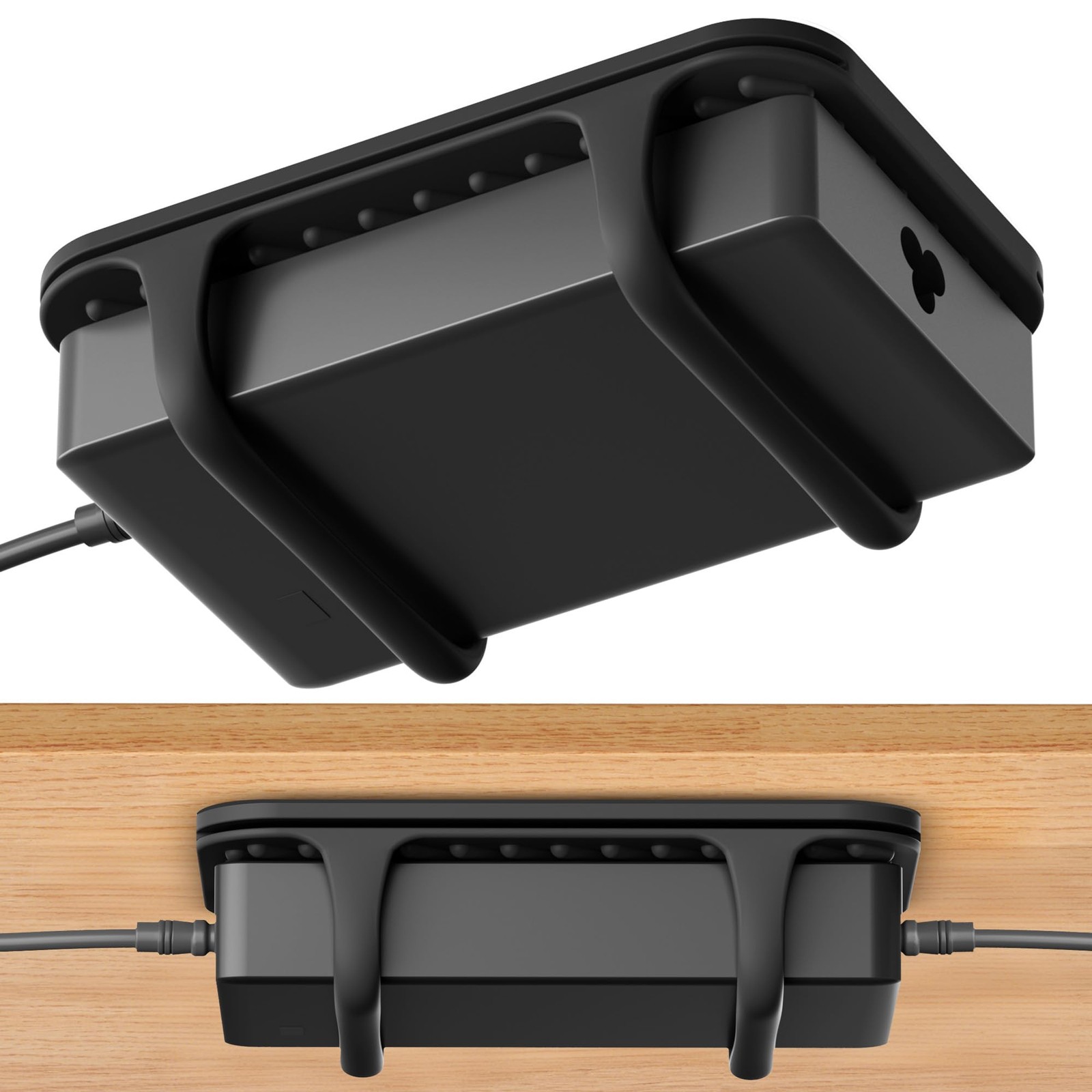 ELETIUO Universal Silicone Laptop Charger Holder,Under Desk Power Brick Black