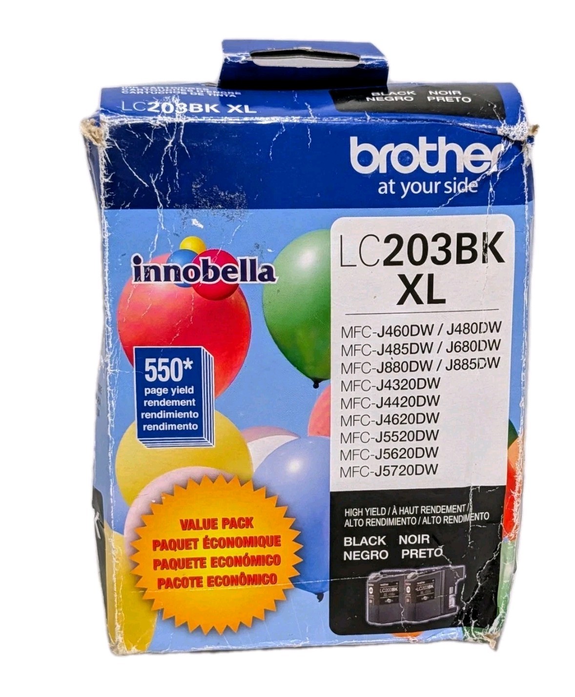 Brother LC203BK XL Genuine Black Ink Cartridge 2 Pack OEM Printer Ink - 08/23