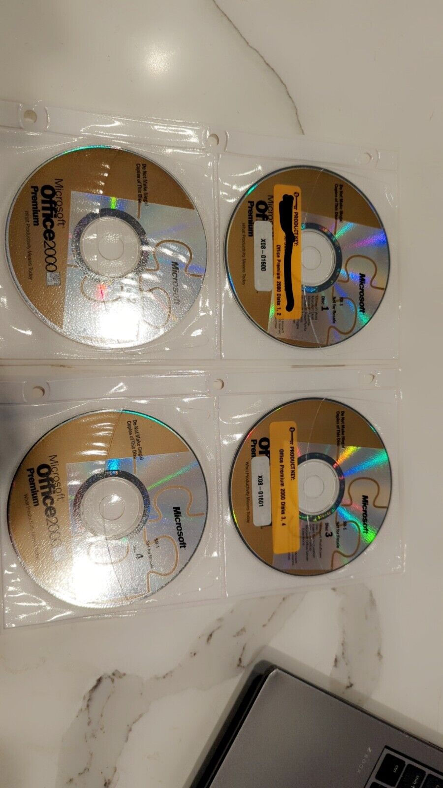 Vintage Microsoft Office 2000 Premium 4 CD Disc Set with Product License Key