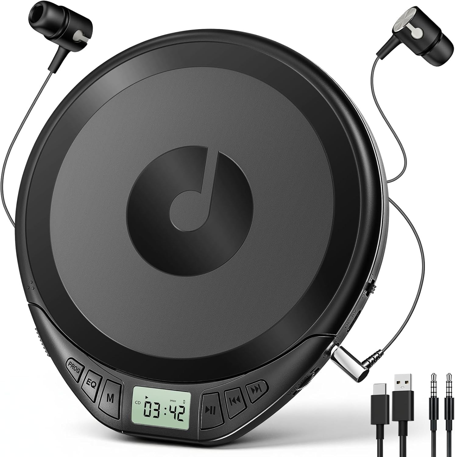 Portable CD Player with Headphones KOVCDVI CD Player Portable for Car with An...