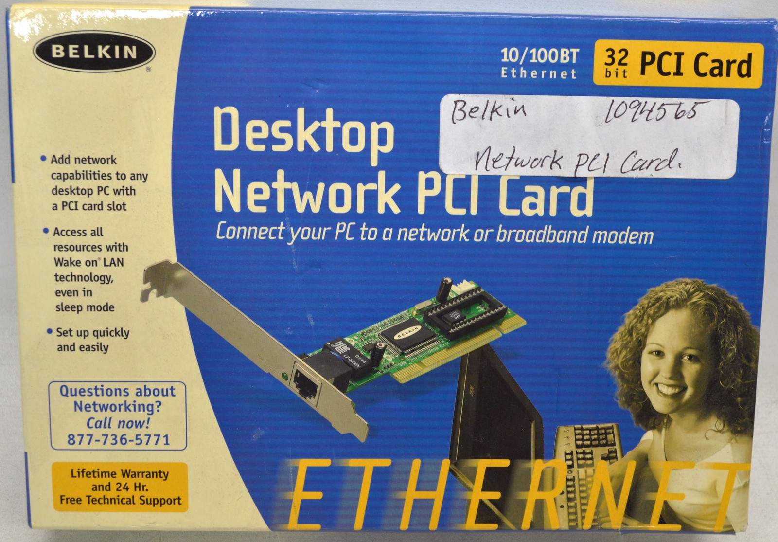 Belkin Desktop Network PCI Card 32 Bit 10/100BT Ethernet *New Unused*
