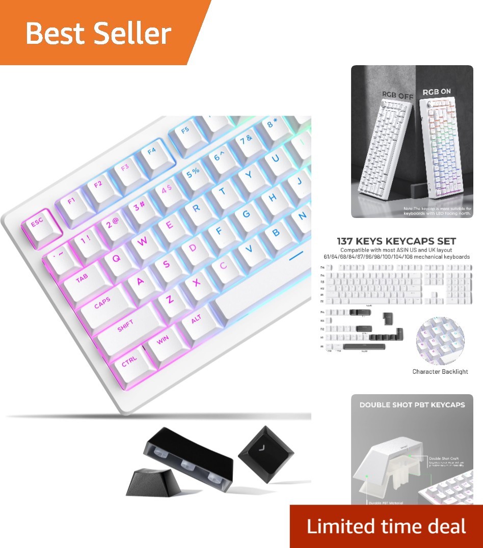 131 Key XVX OEM Profile PBT Keycap Set - Durable White Shine Through Design