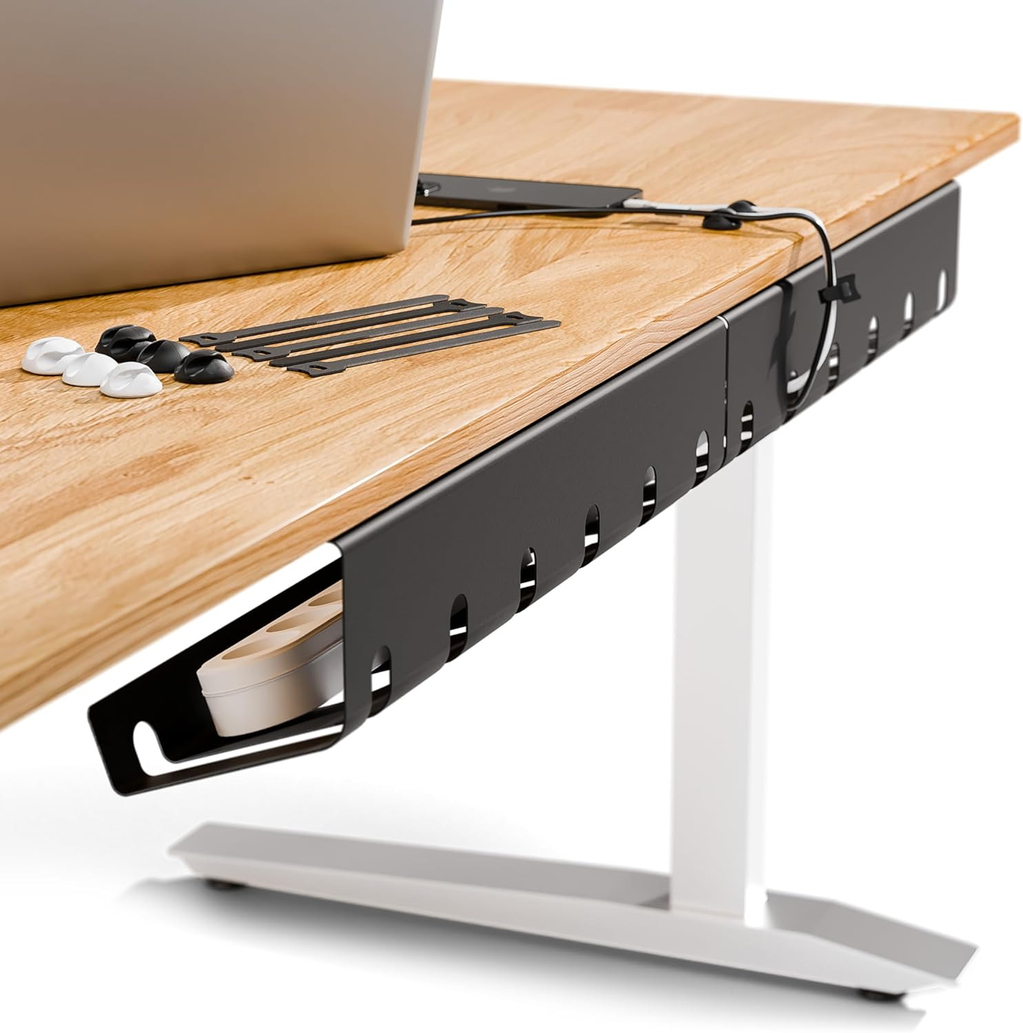 PAMO Cable Management under Desk for Easy Mounting Under-Table I Set of 3 - with