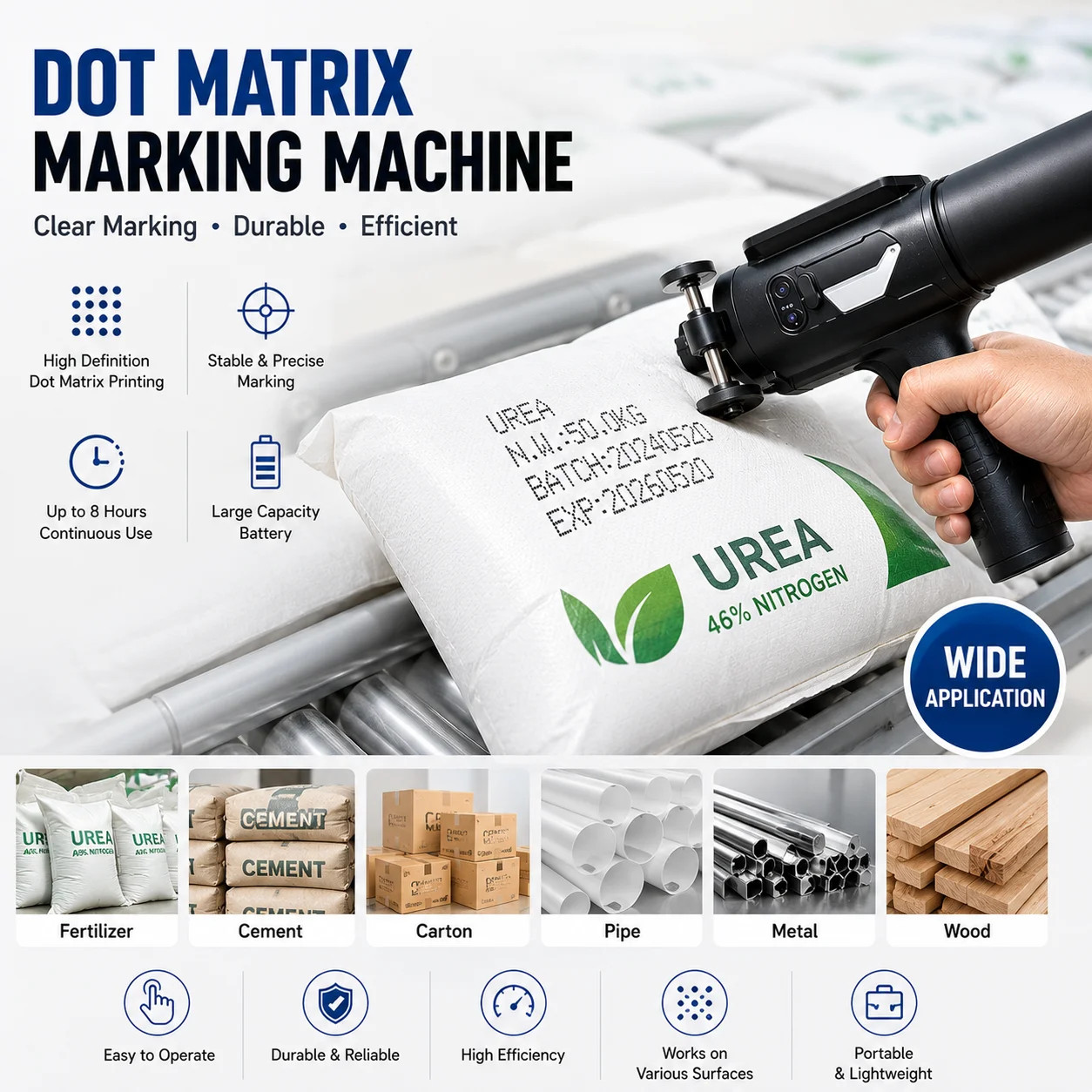 60mm Large Character Handheld Inkjet Printer Variable Data
