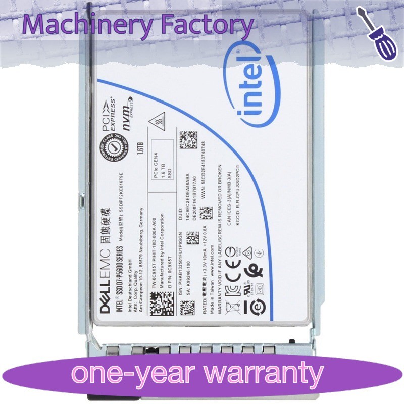 DELL EMC 1.6TB PCIe GEN4 SSD W/ TRAY D7-P5600 SERIES SSDPF2KE016T9E DP/N C9X5T B