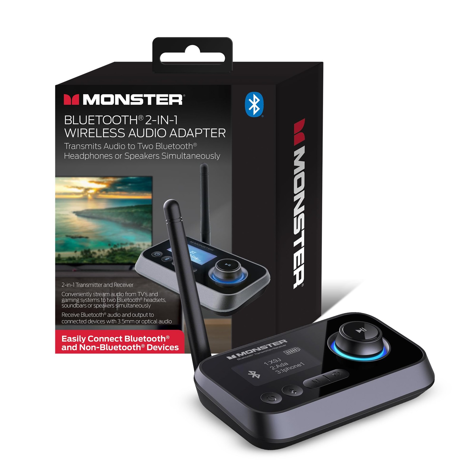 Monster Bluetooth Transmitter & Receiver, 2-in-1 Bluetooth Audio Adapter