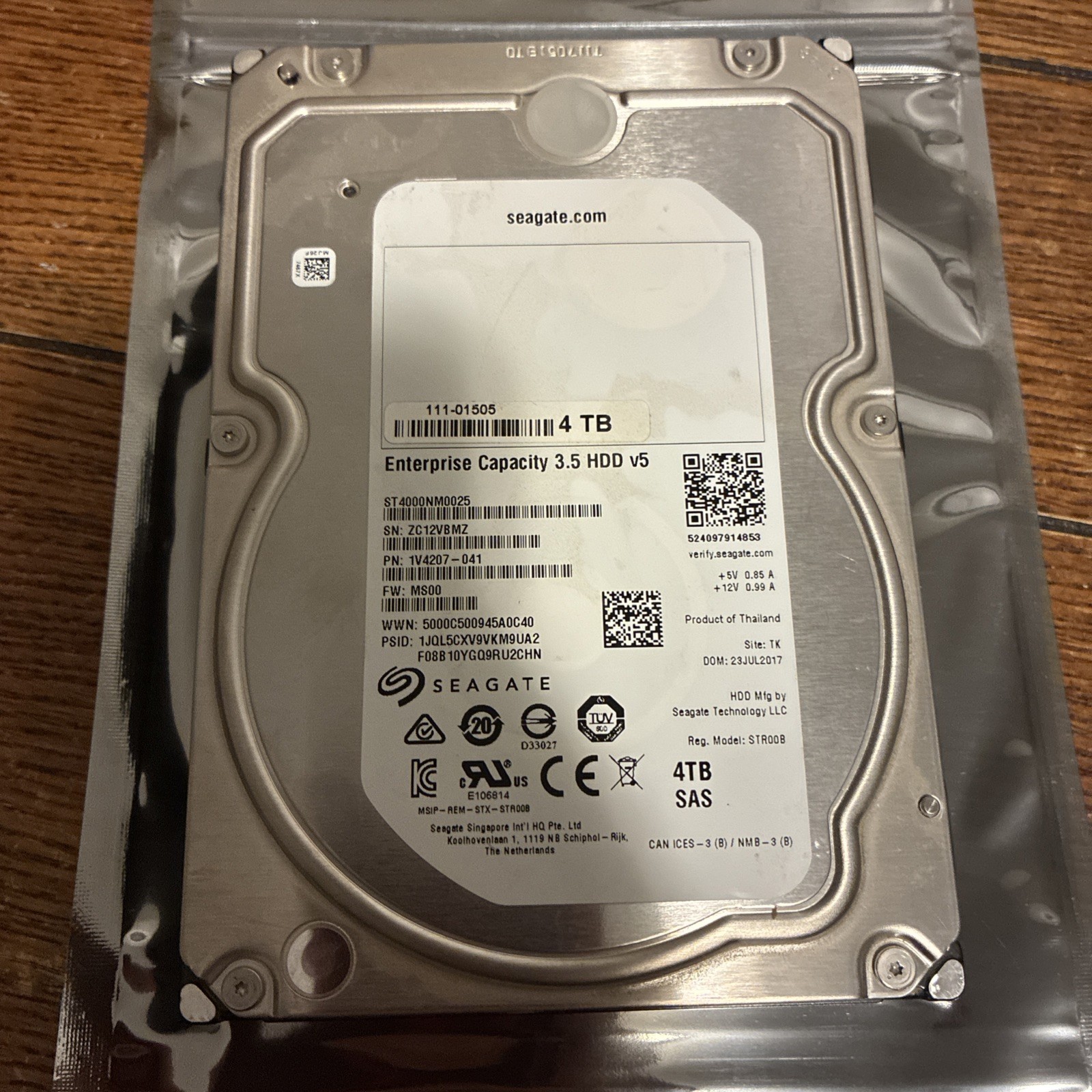 SEAGATE ENTERPRISE ST4000NM0025 4TB CAPACITY 3.5 HDD 7200 RPM SAS 6GB