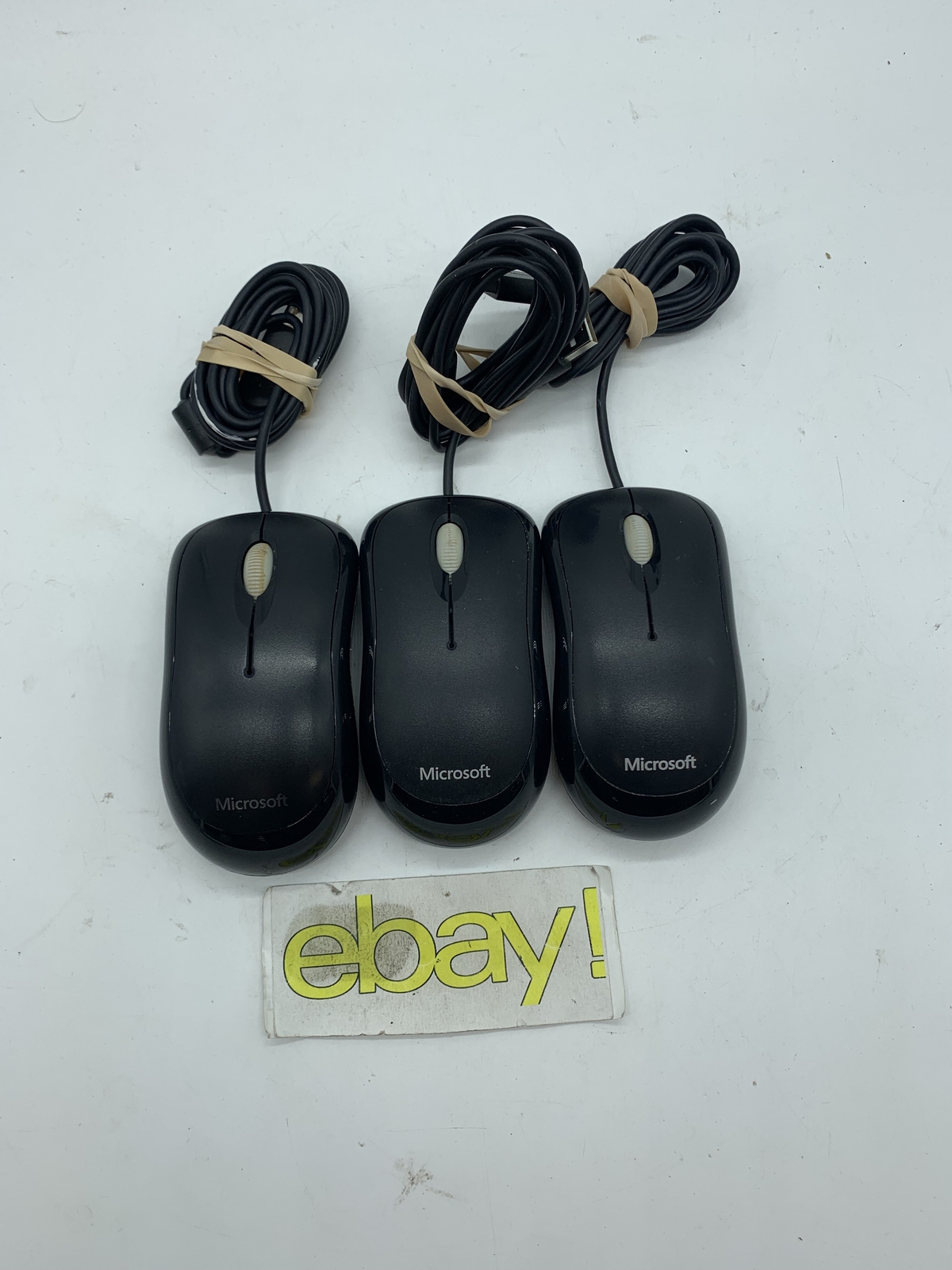 LOT OF 3 Microsoft Basic Optical Black Mouse V2.0 USB Model 1113 