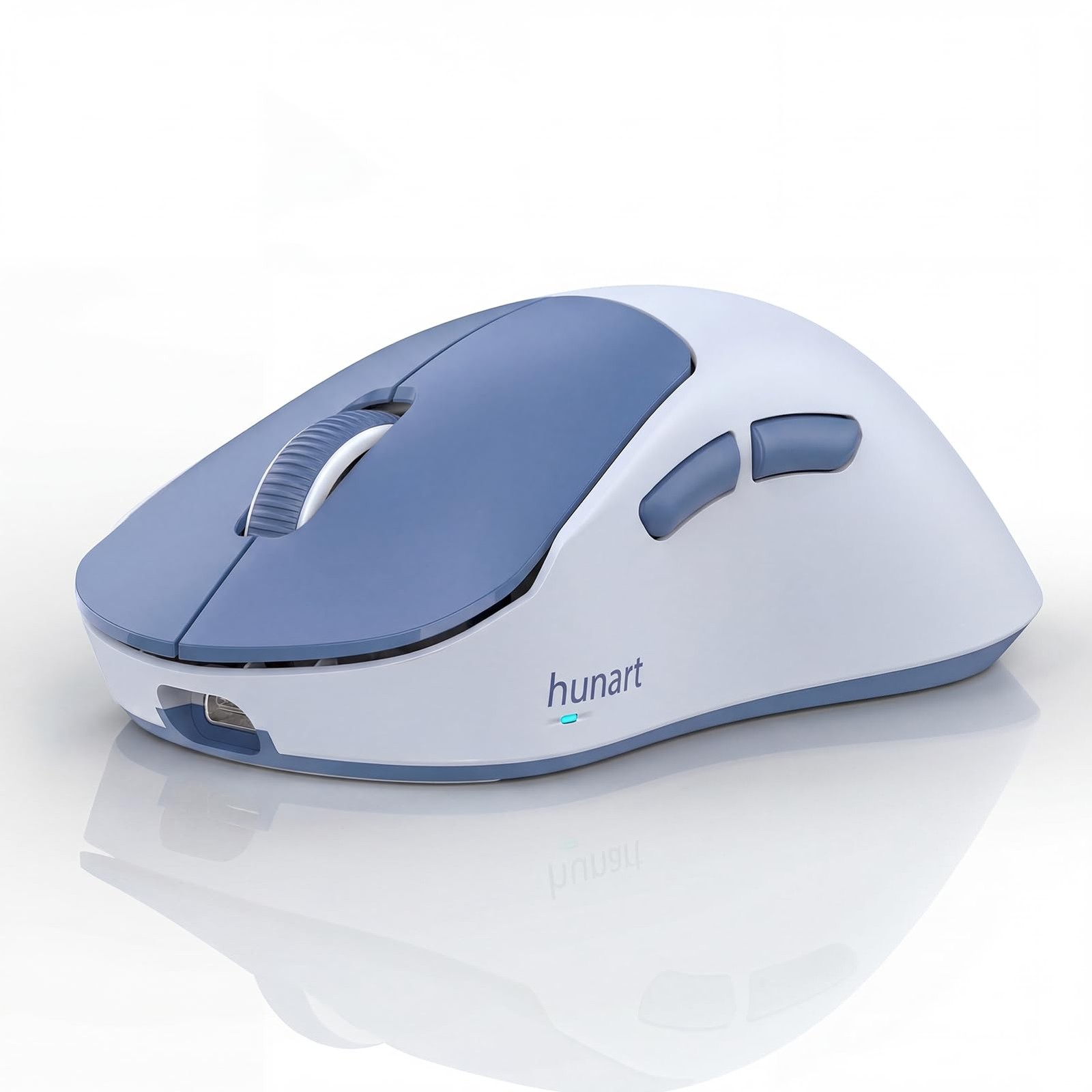 hunart H6 49g Wireless Mouse, Bluetooth & 2.4GHz, Rechargeable, Blue