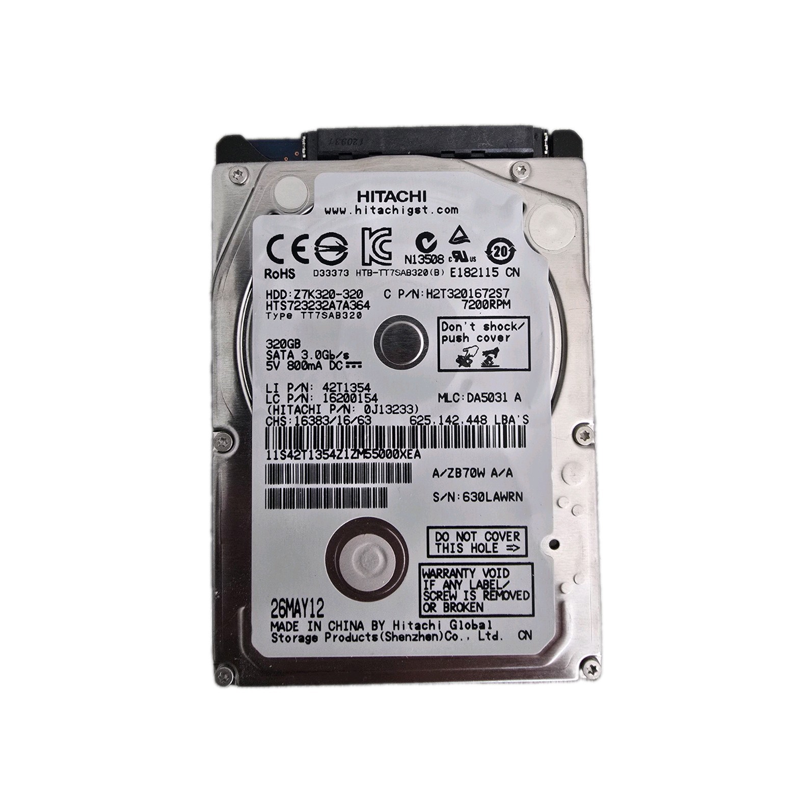 Hitachi 320GB HTS723232A7A364 7200RPM SATA 2.5" Internal HDD Hard Disk Drive