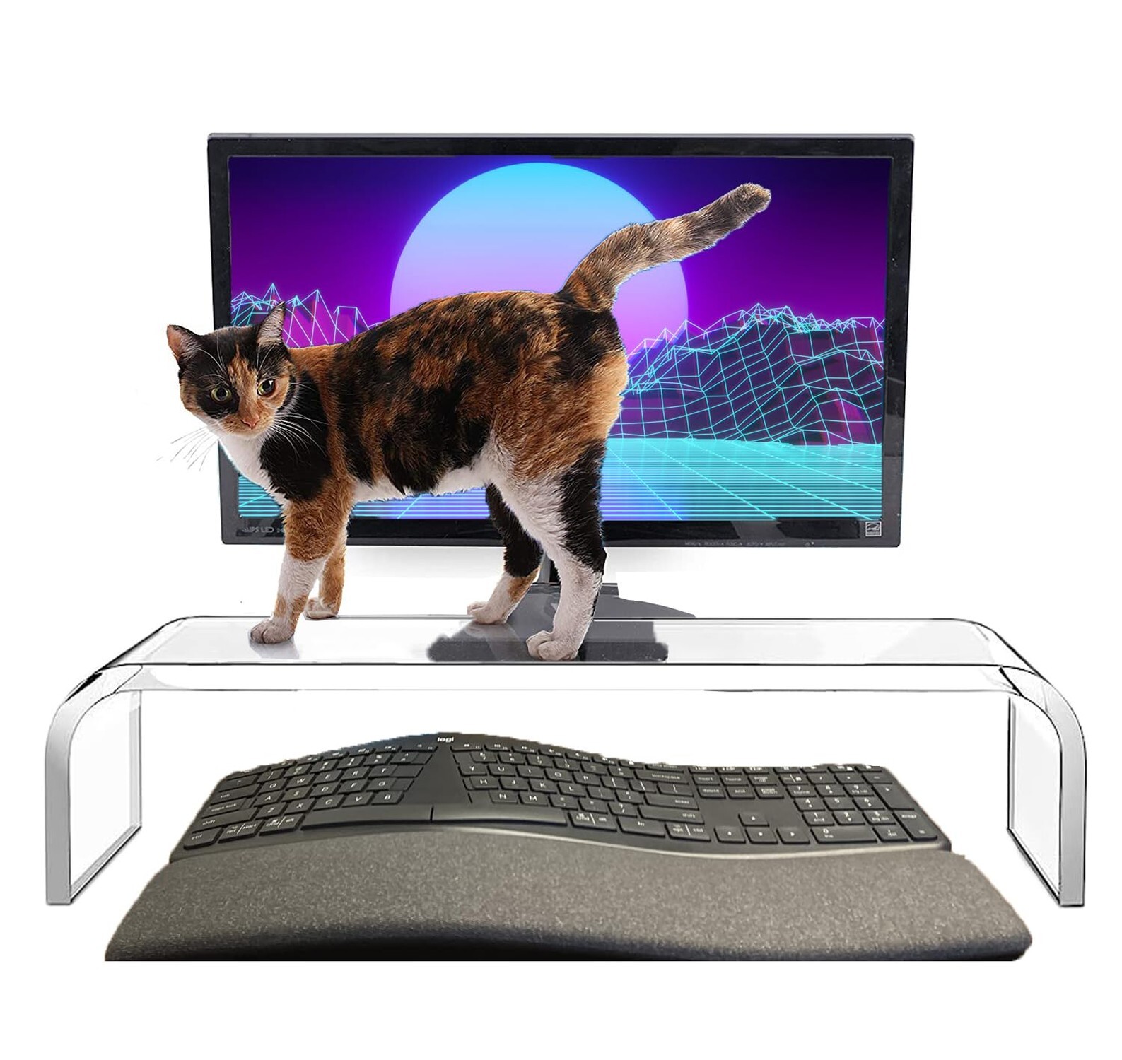 Acrylic Monitor Stand Riser Crystal Clear Monitor Riser, 21 inch large Anti C...