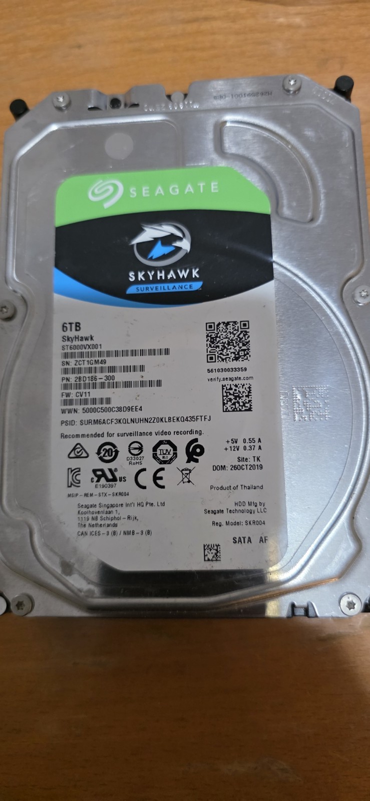 Seagate Skyhawk 6TB SATA 3 3.5'' Internal HDD (ST6000VX001)