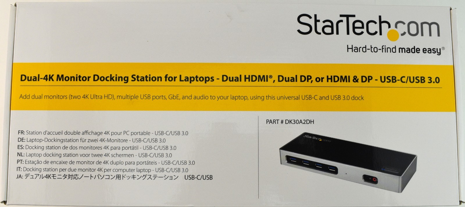 Startech DK30A2DH Dual-4k Monitor Docking Station for Laptops - USB-C/USB 3.0