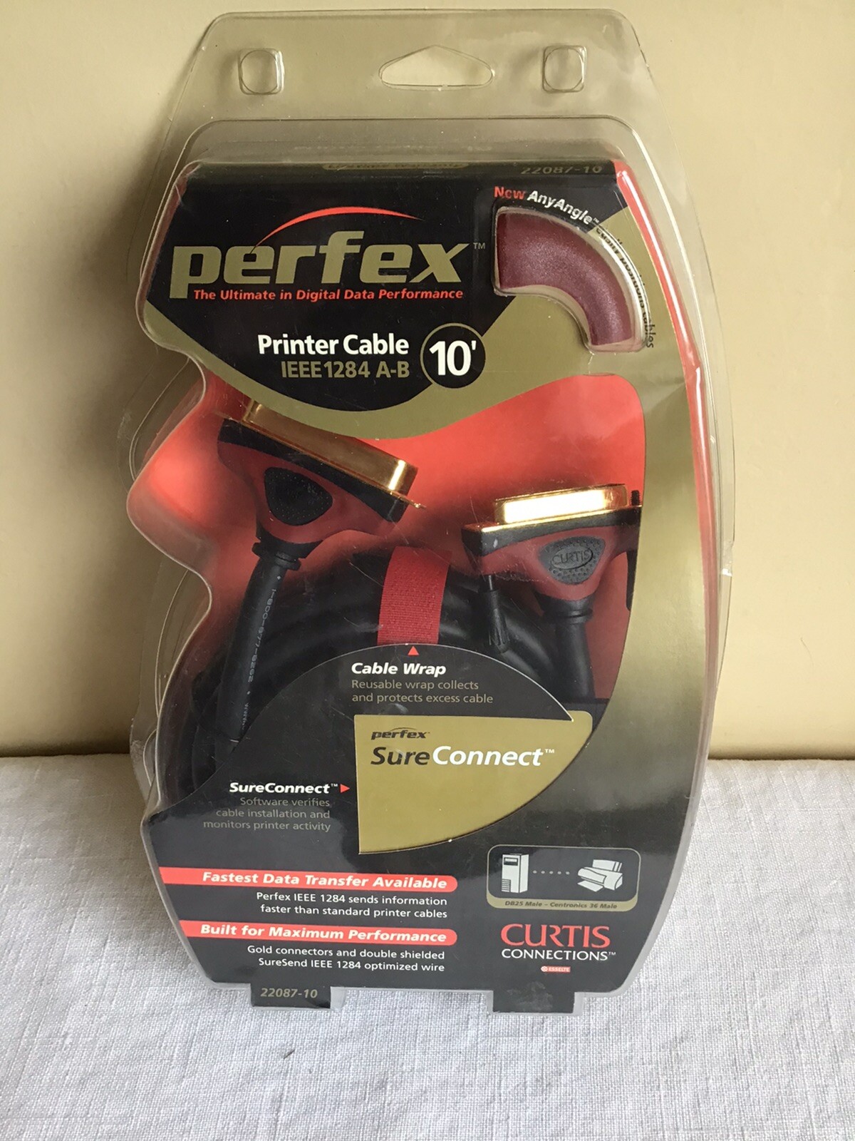 Brand New In Package Perfex 10' Printer Cable Curtis Connections IEEE 1284 A-B