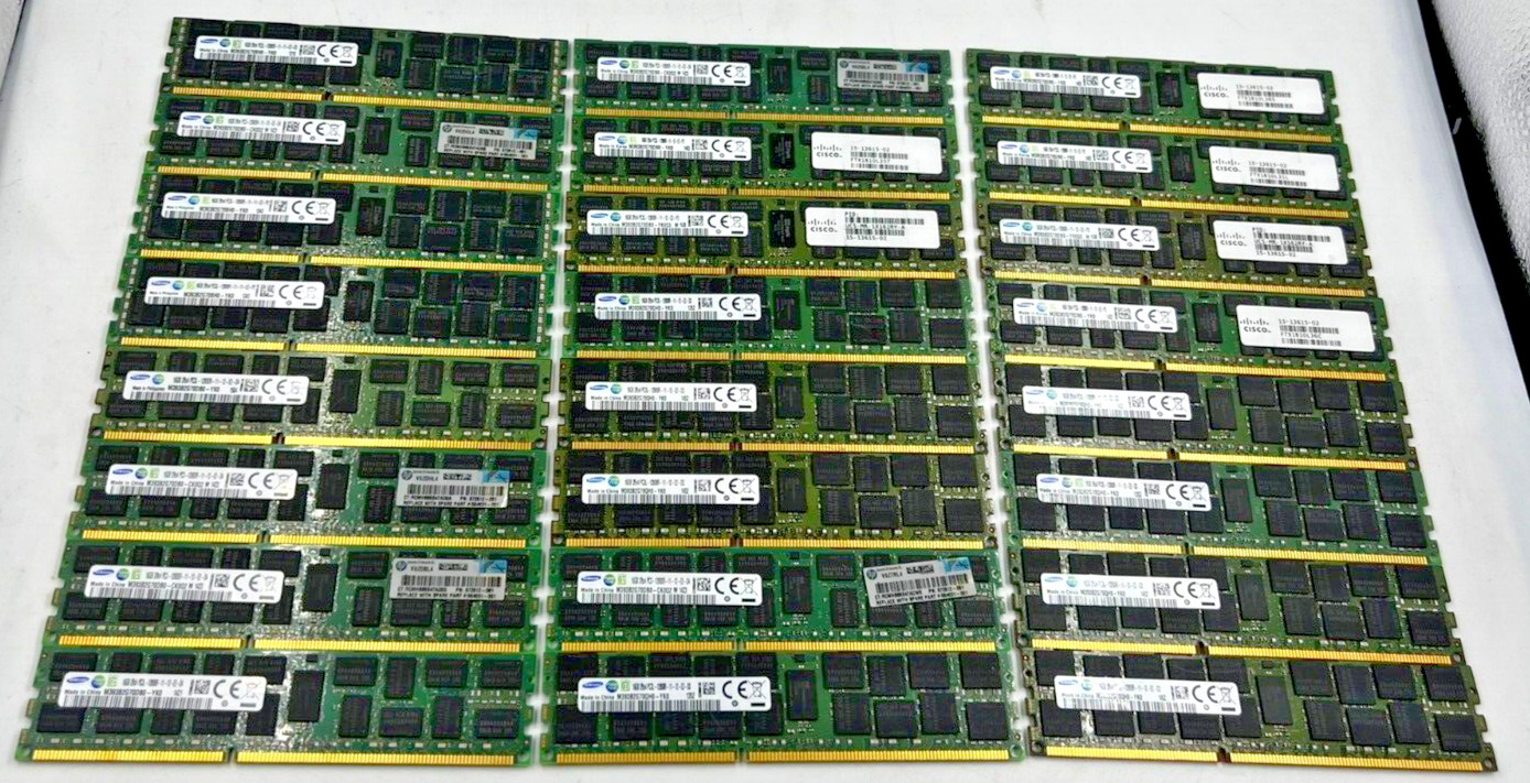 SERVER RAM -SAMSUNG *LOT OF 39* 16GB 2RX4 PC3L -12800R M393B2G70DB0-YK0Q3/TESTED