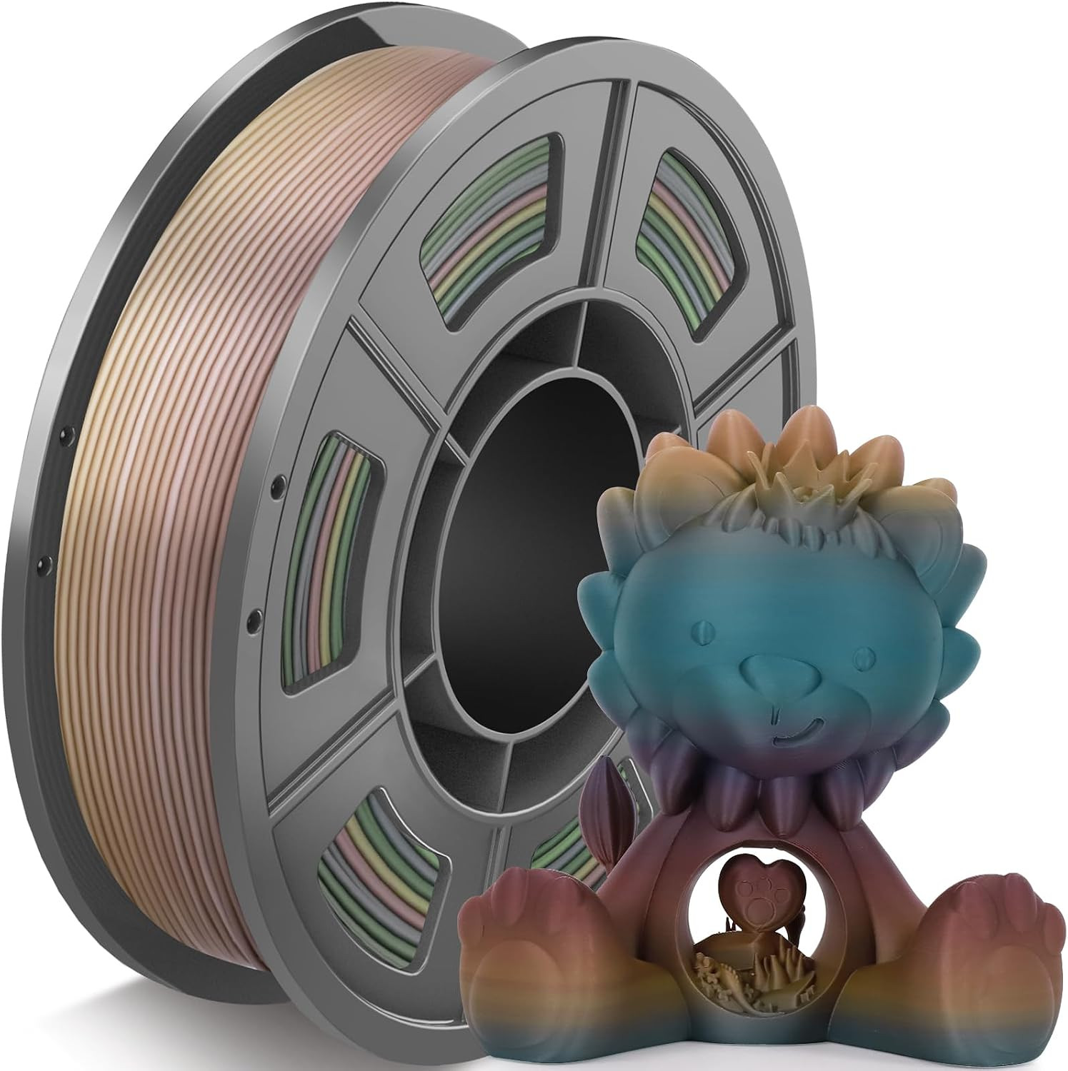Matte Rainbow PLA Filament 1.75Mm, Multicolor Gradient 3D Printer Filament, Colo